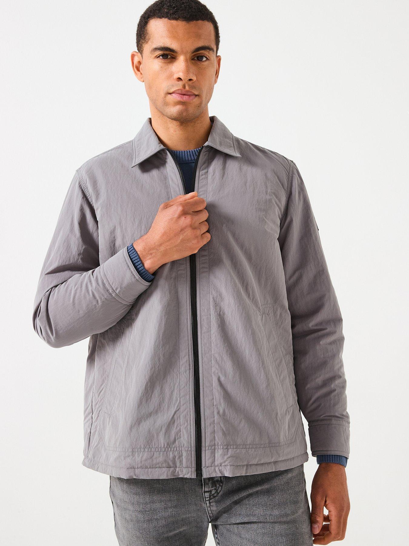Image 1 of 6 of BOSS Leejay_1_M Oversize Fit Zip Shacket - Light Grey