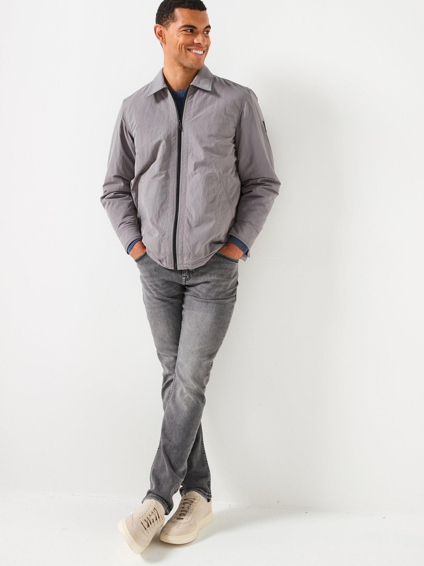 Image 3 of 6 of BOSS Leejay_1_M Oversize Fit Zip Shacket - Light Grey