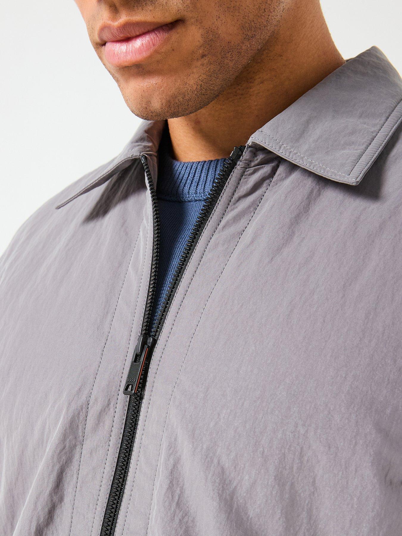 Image 6 of 6 of BOSS Leejay_1_M Oversize Fit Zip Shacket - Light Grey