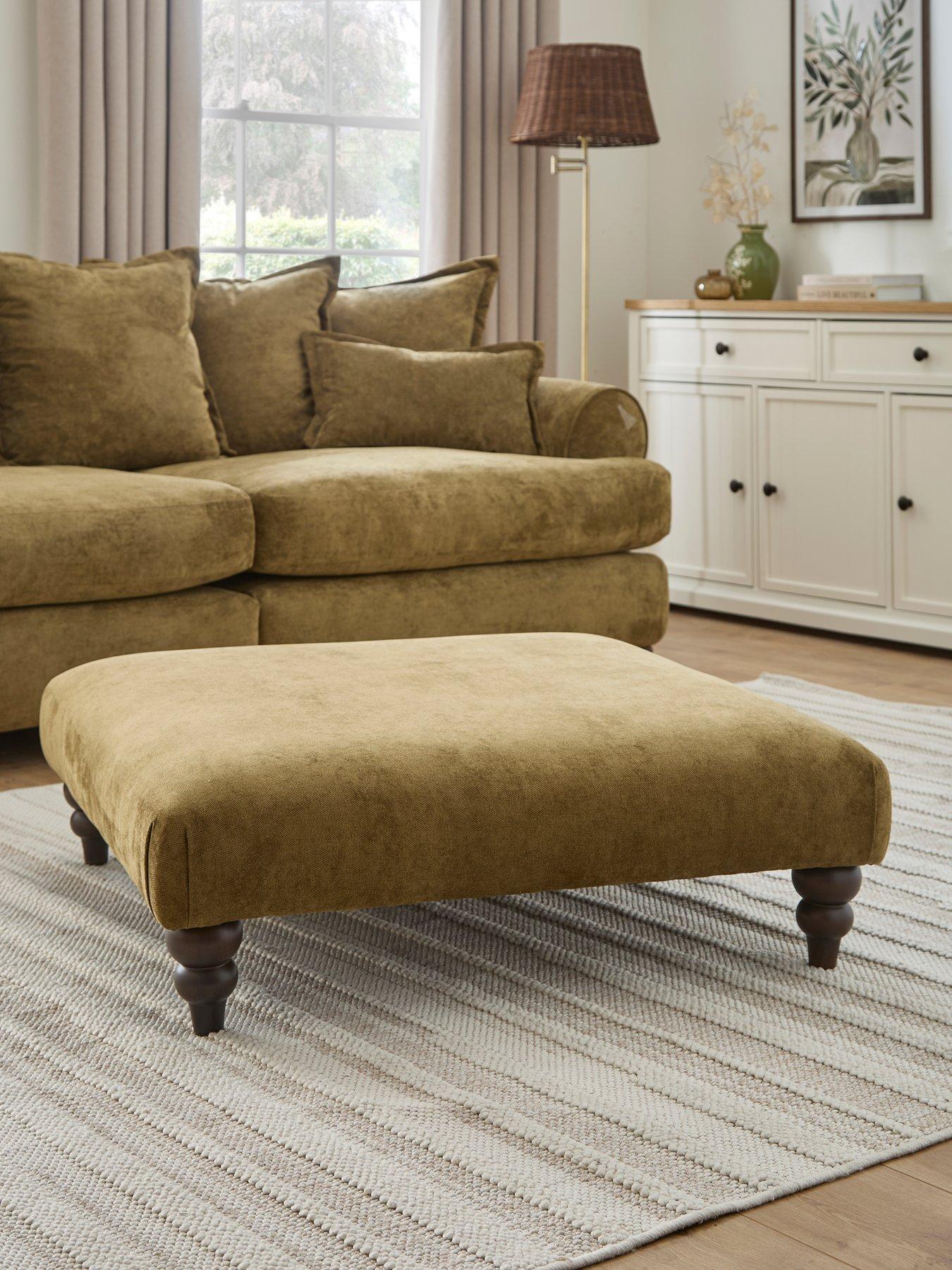 undefined Amersham Plain Fabric Footstool - Made to Order in the UK