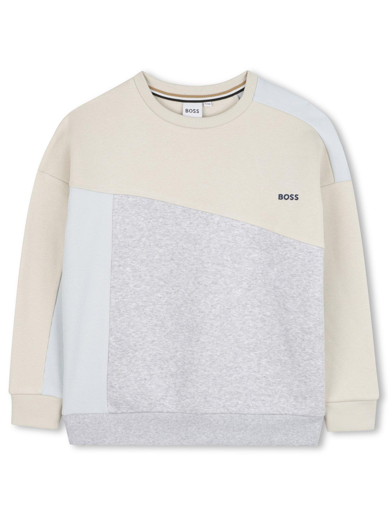 Image 1 of 4 of BOSS Boys Colour Block Sweatshirt - Cream