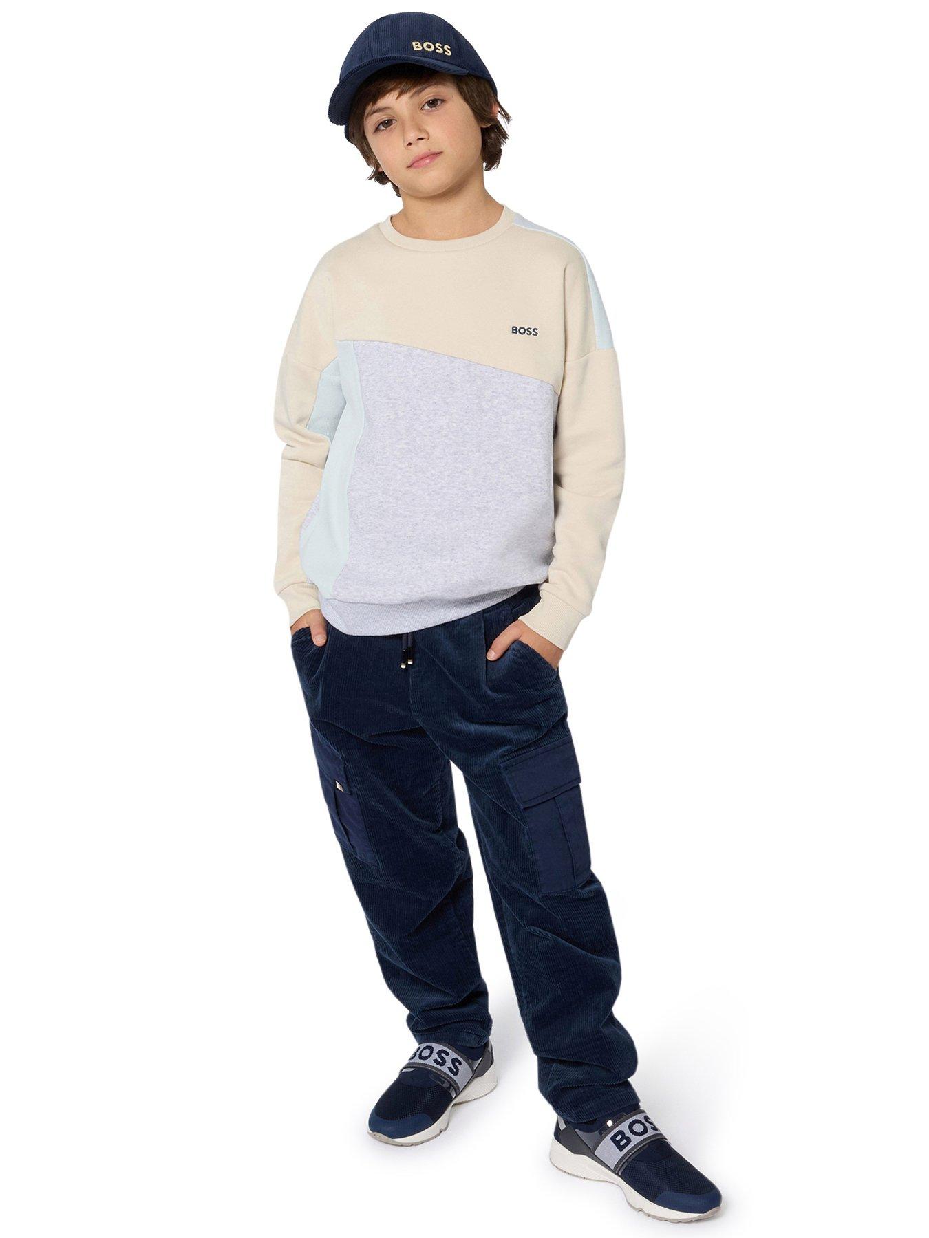 Image 2 of 4 of BOSS Boys Colour Block Sweatshirt - Cream