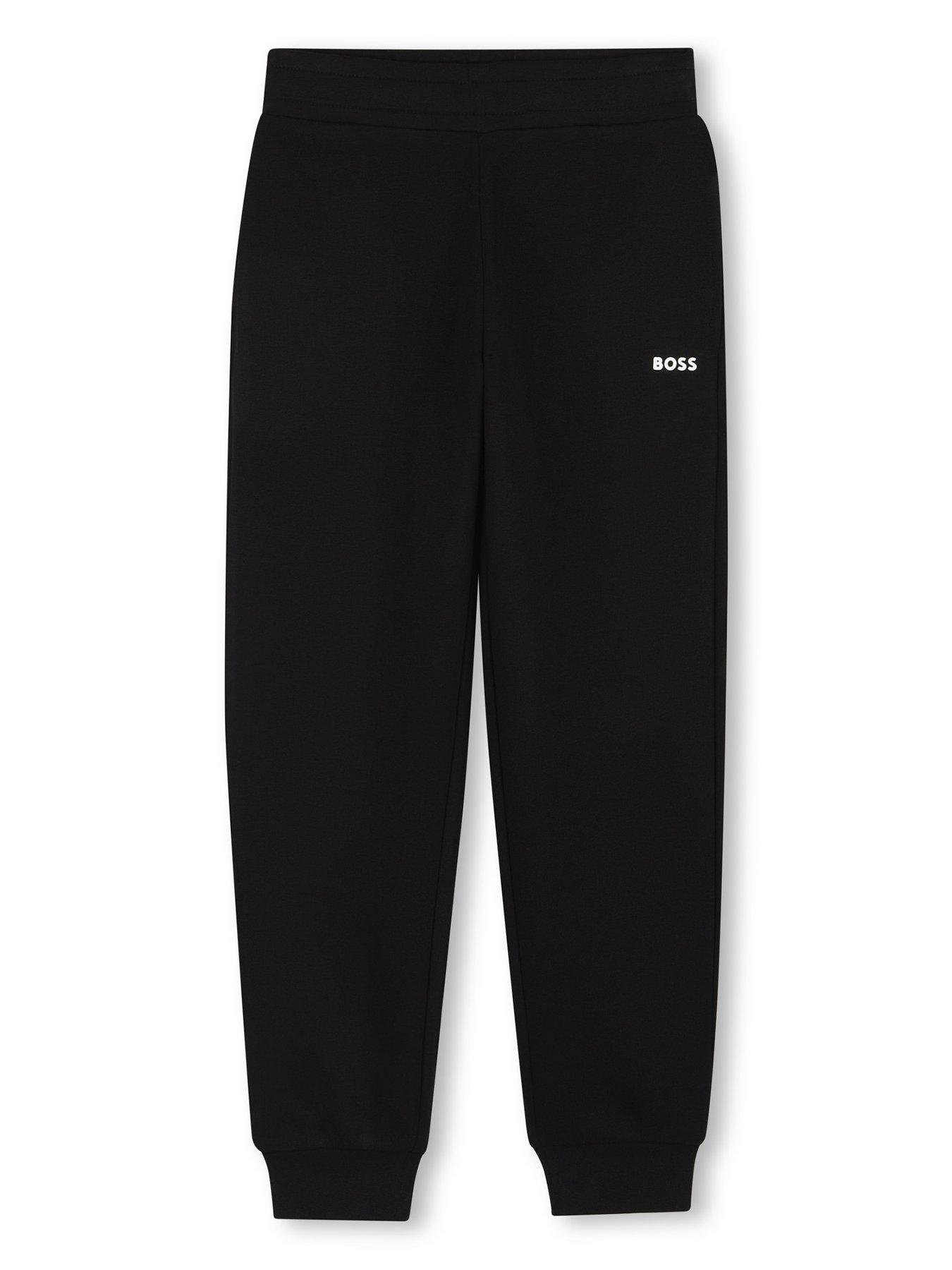 BOSS Boys Logo Jogging Bottoms, Black, Size 4 Years