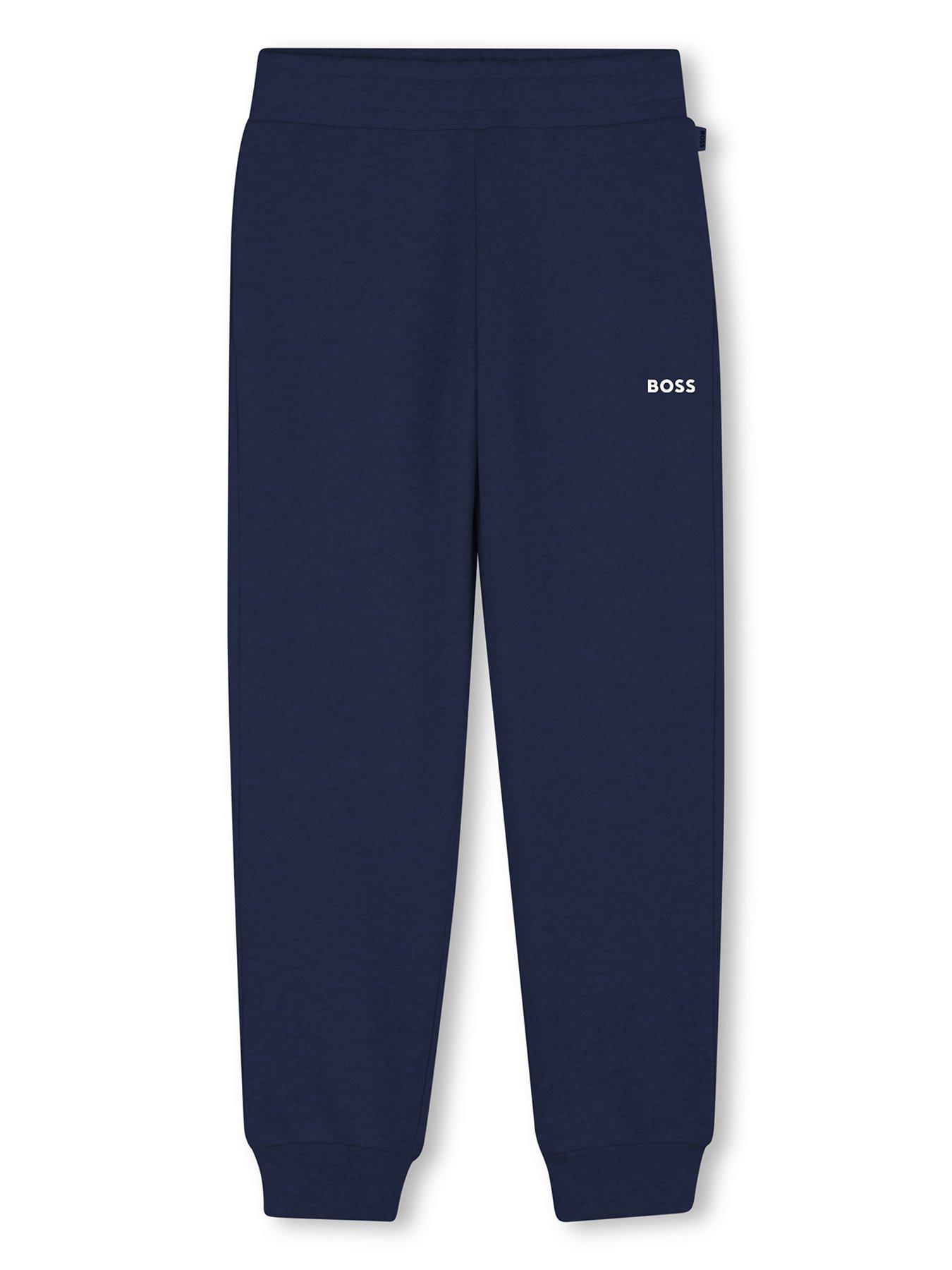 BOSS Boys Logo Jogging Bottoms, Navy, Size 5 Years