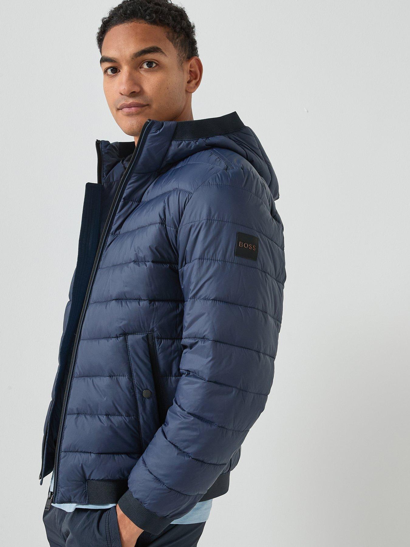 BOSS: Odenis Regular Fit Hooded Padded Jacket - Navy