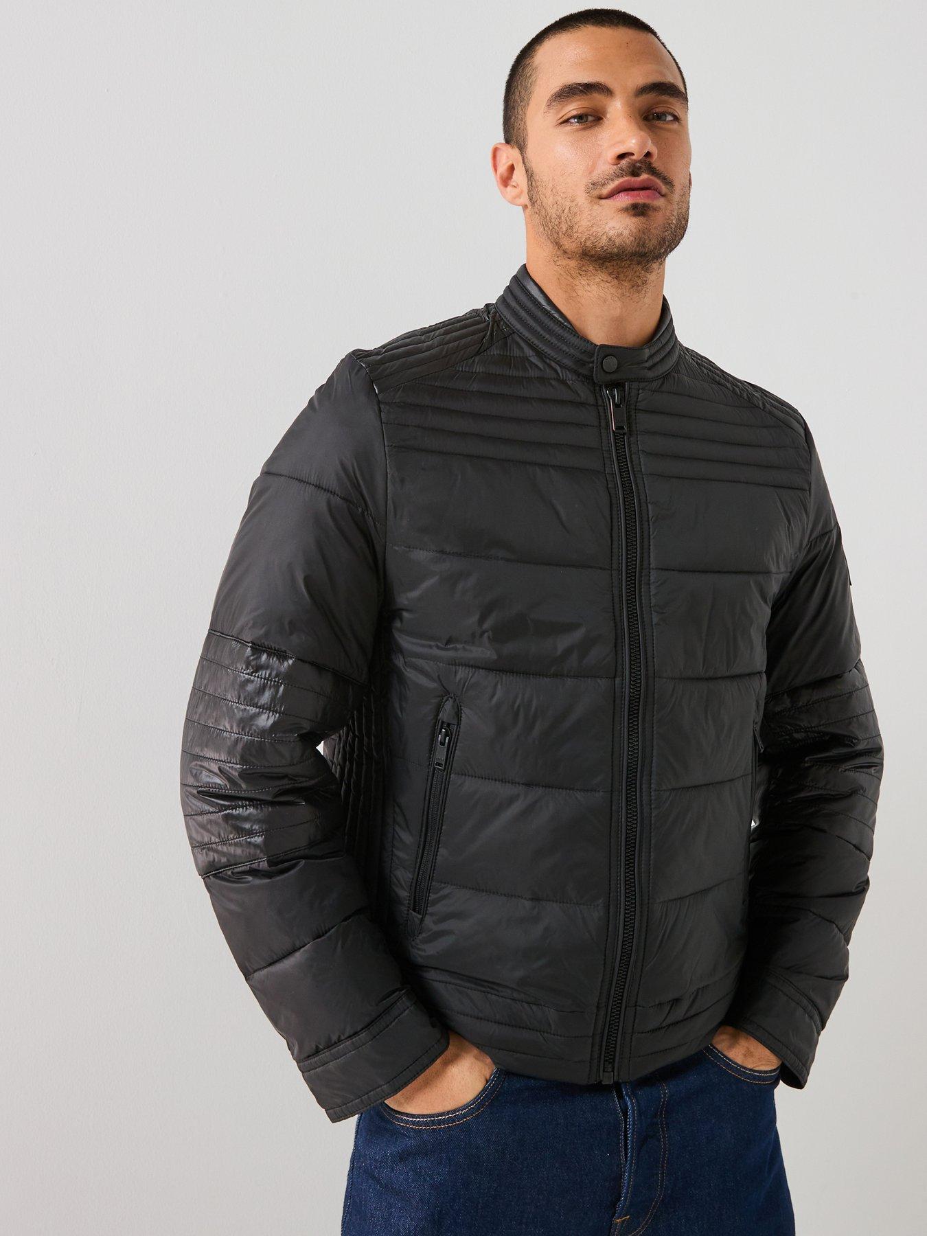 BOSS Owand Regular Fit Padded Biker Jacket - Black