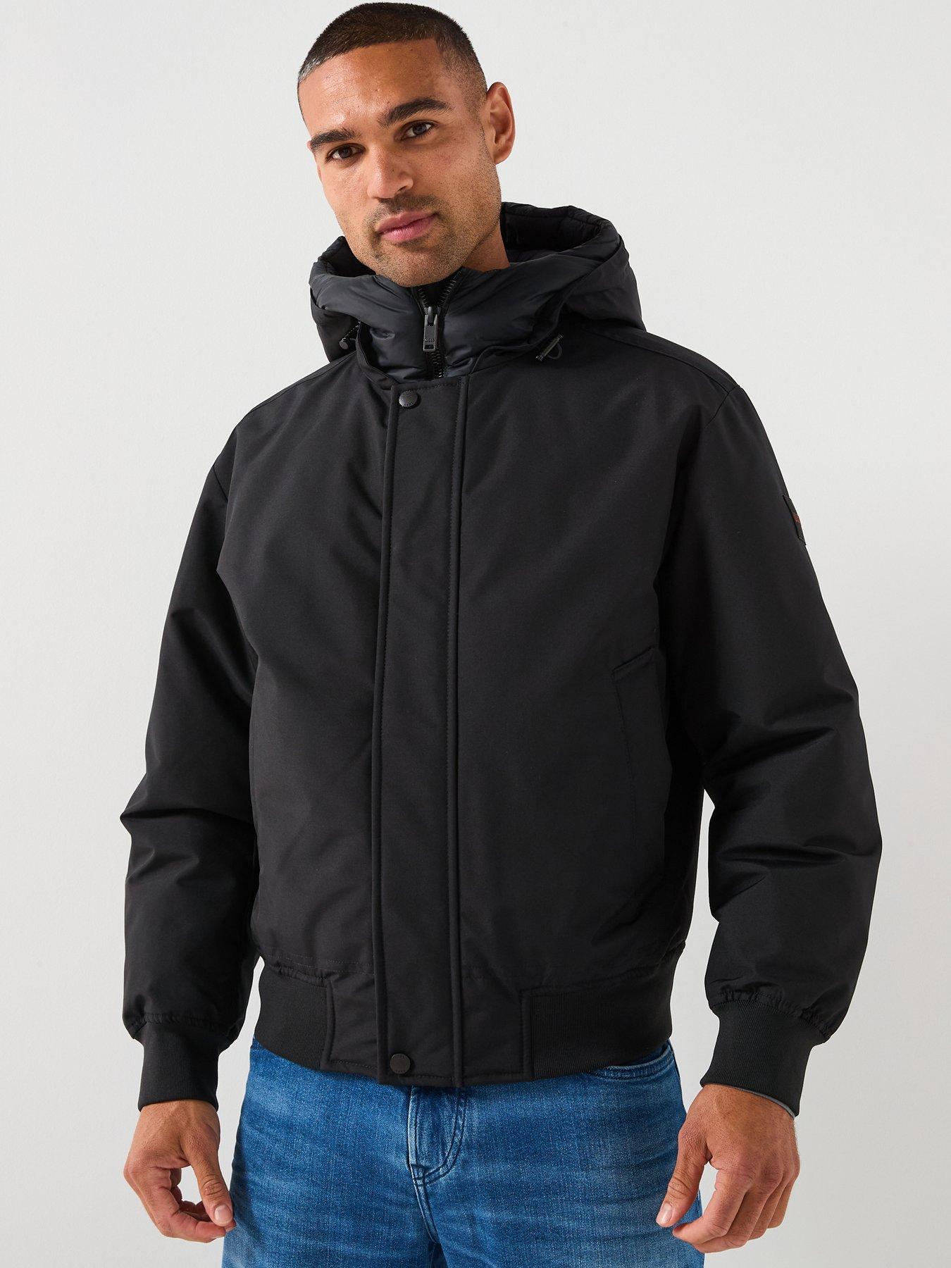 BOSS Osis1 Relaxed Fit Heavyweight Bomber Jacket - Black