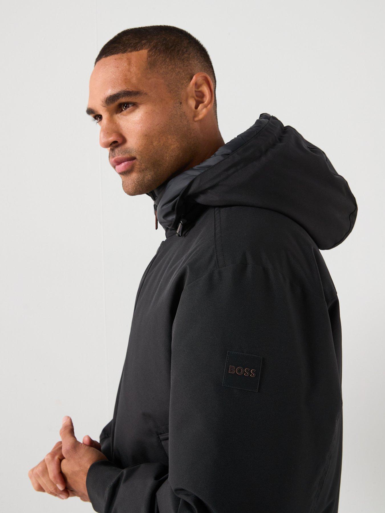 Image 4 of 6 of BOSS Osis1 Relaxed Fit Heavyweight Bomber Jacket - Black