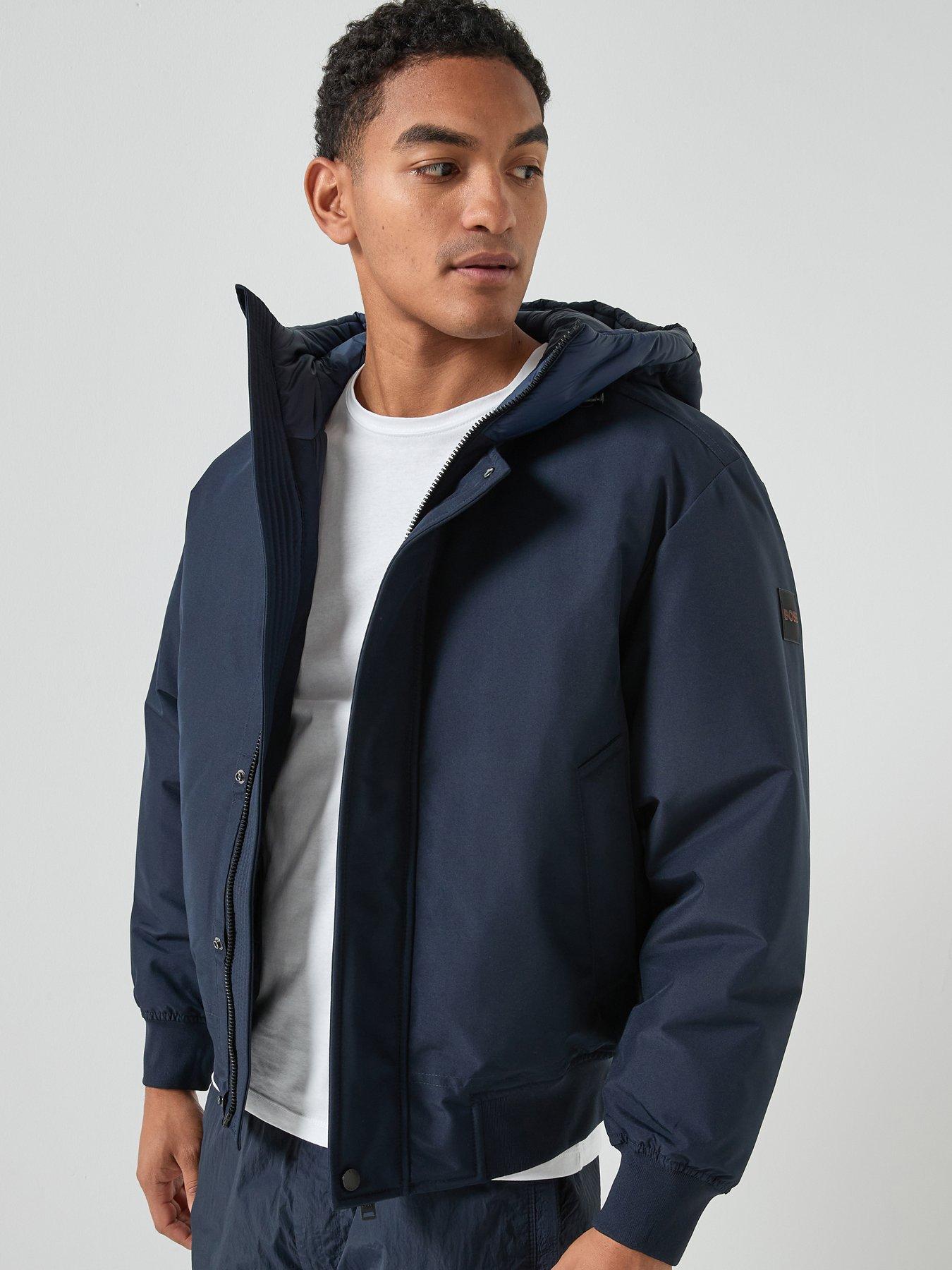 BOSS: Osis1 Relaxed Fit Heavyweight Bomber Jacket - Navy