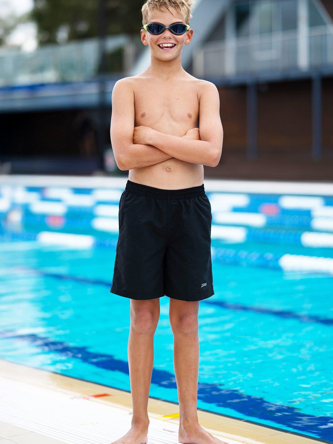 Zoggs Junior Boy's Essentials Penrith 15 Inch Swim Shorts, Black, Size M