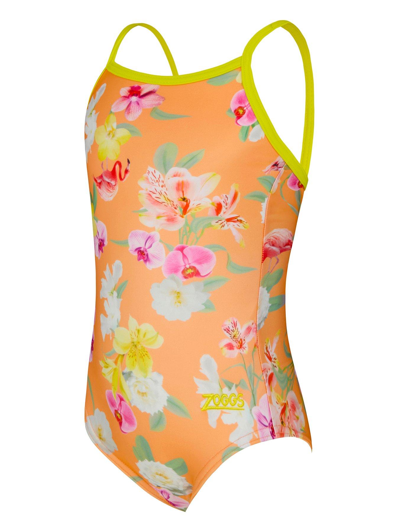 undefined Kids Girls Nirvana Yaroomba Floral Swimsuit - Orange
