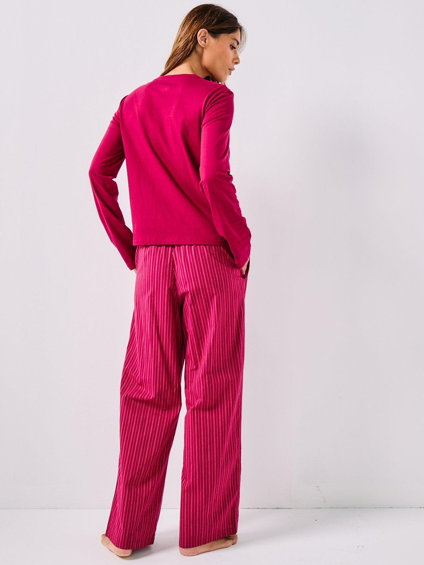 Image 2 of 5 of Calvin Klein Long Sleeve T-shirt And Pant Holiday Set - Red