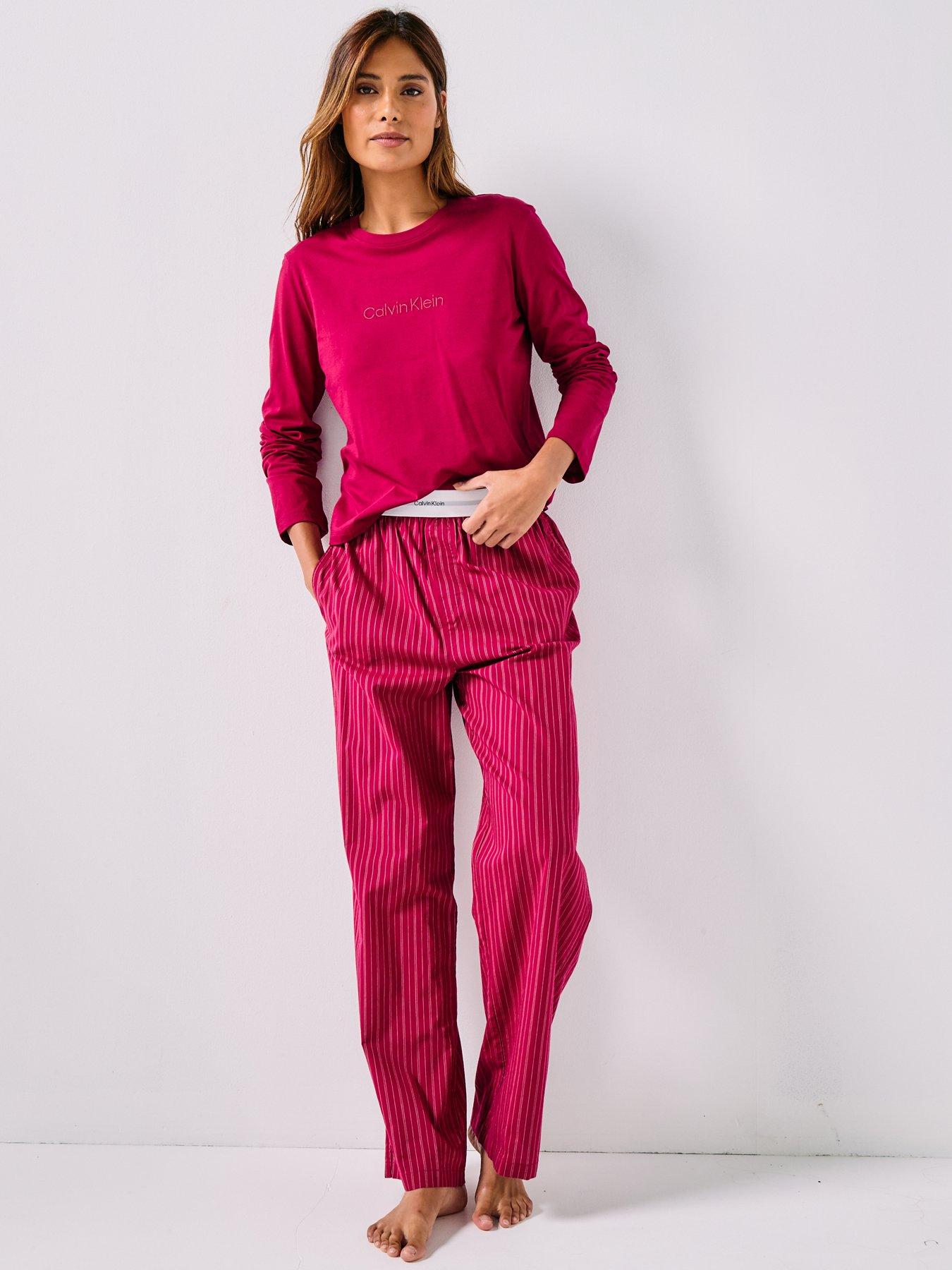 Image 3 of 5 of Calvin Klein Long Sleeve T-shirt And Pant Holiday Set - Red