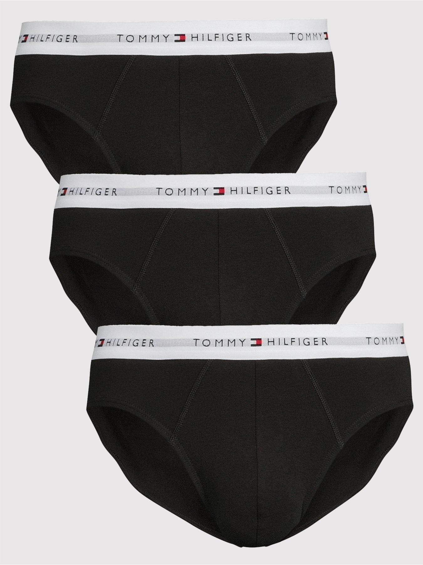 Tommy Hilfiger 3 Pack Signature Cotton Hip Briefs  - Black