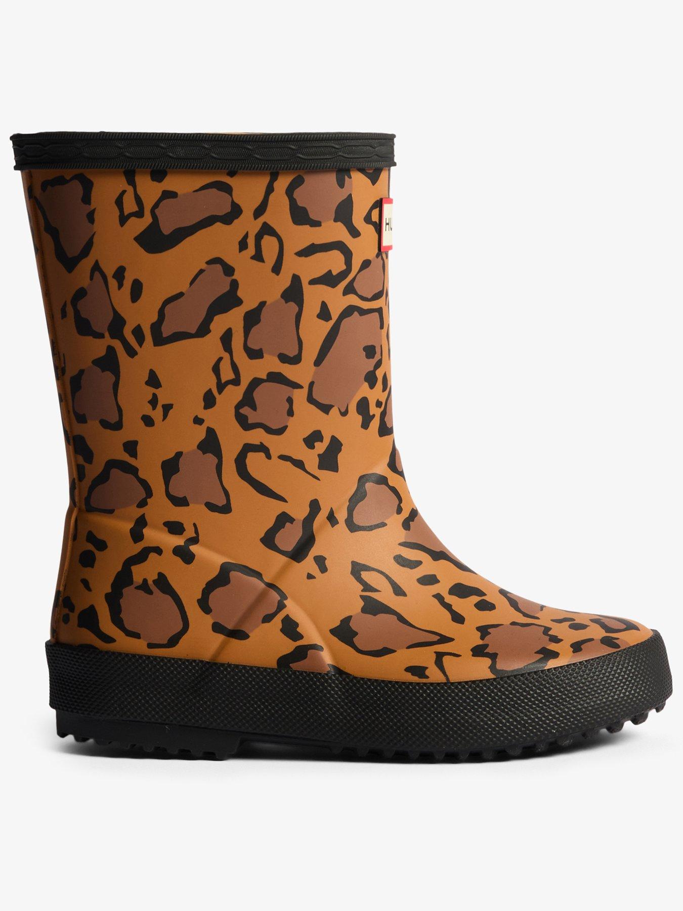 Hunter Kids First Leopard Print Wellington Boot, Multi, Size 1 Older