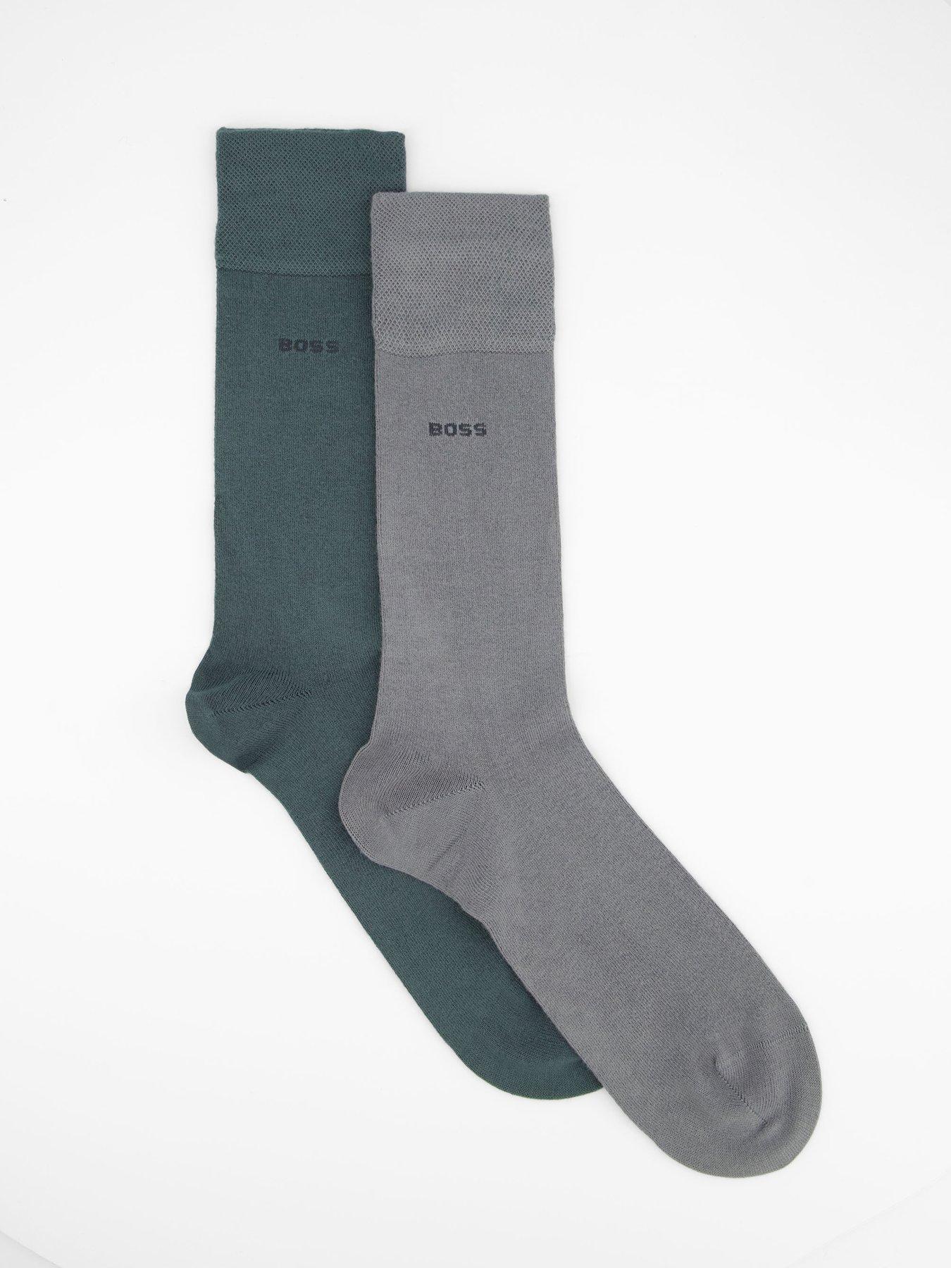 BOSS Bodywear 2 Pack Bamboo Crew Socks - Grey