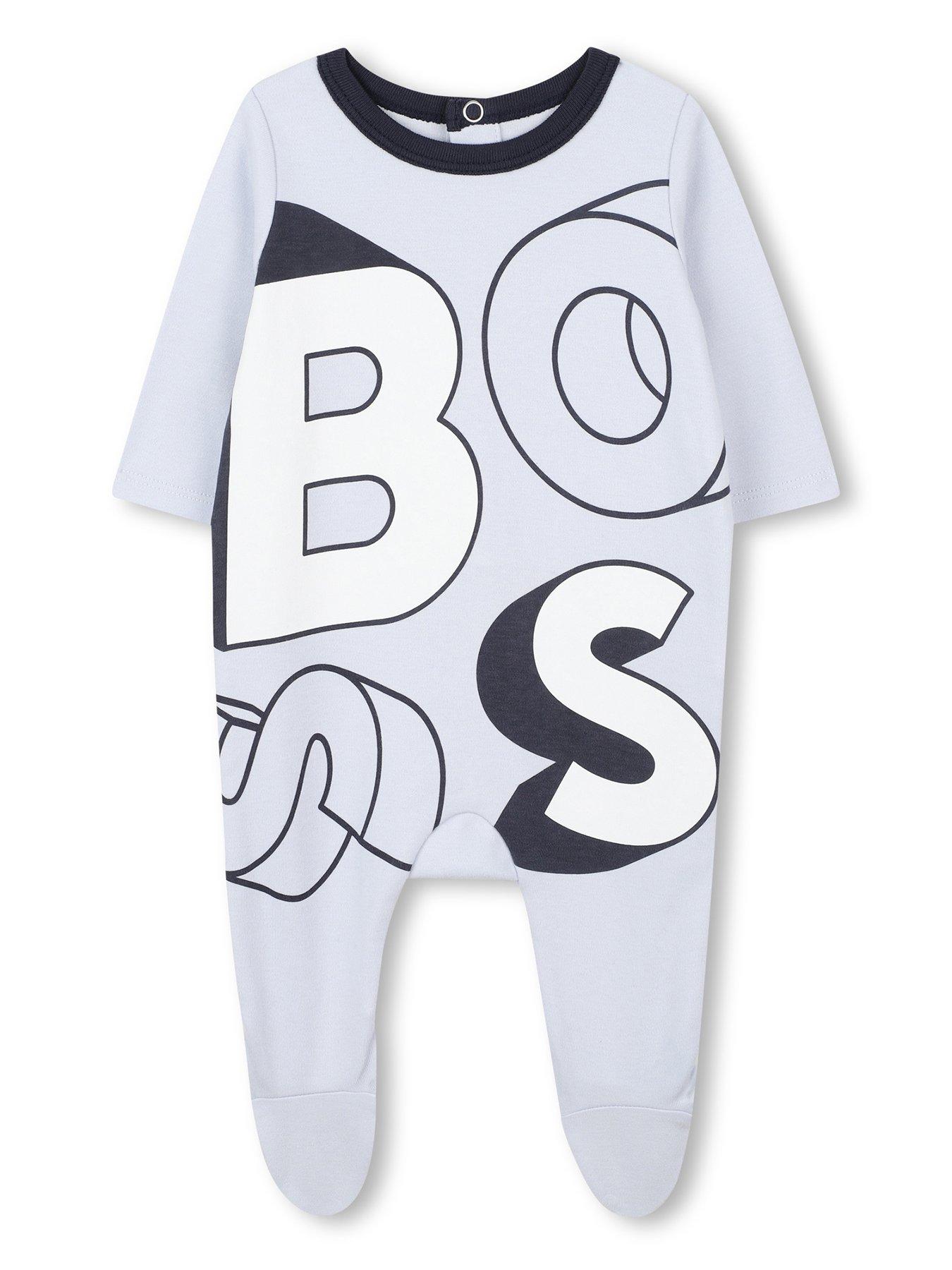 BOSS Newborn Baby Boys Logo Sleepsuit - Light Blue