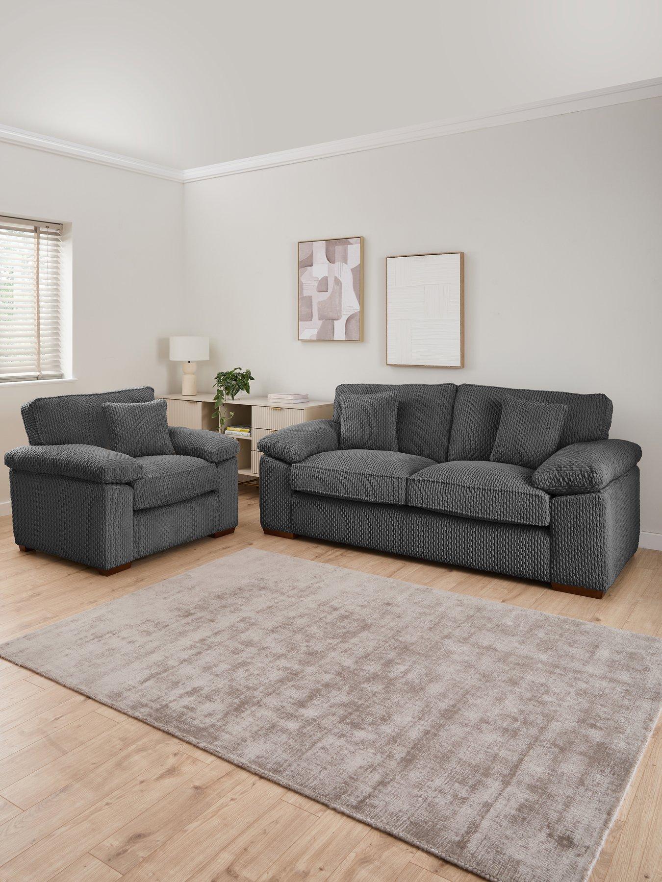 undefined Clayton 3 Seater Fabric Sofa + Chair - Made to Order in the UK