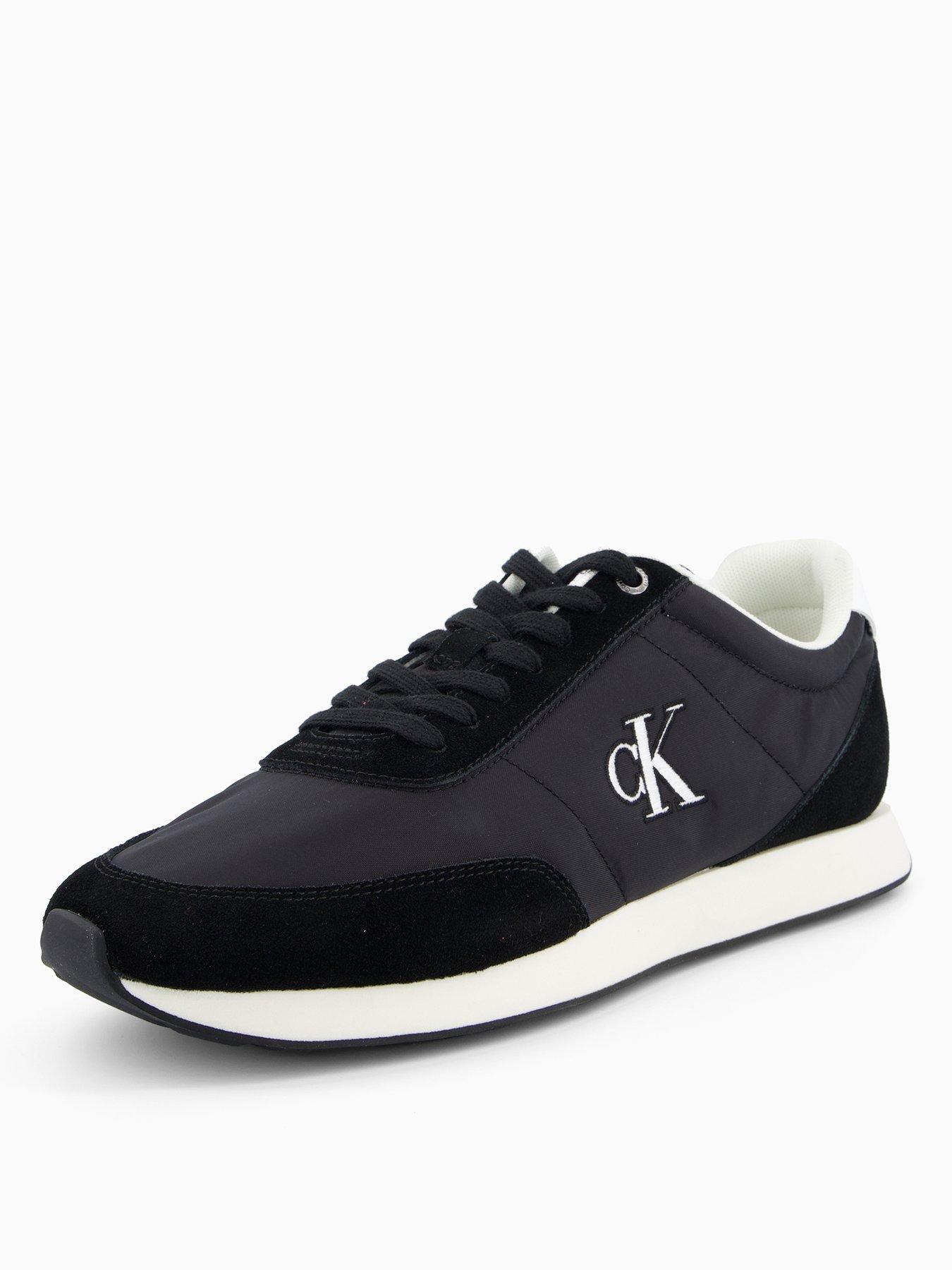 Image 2 of 7 of Calvin Klein Retro Runner Mix Mat Trainers - Black
