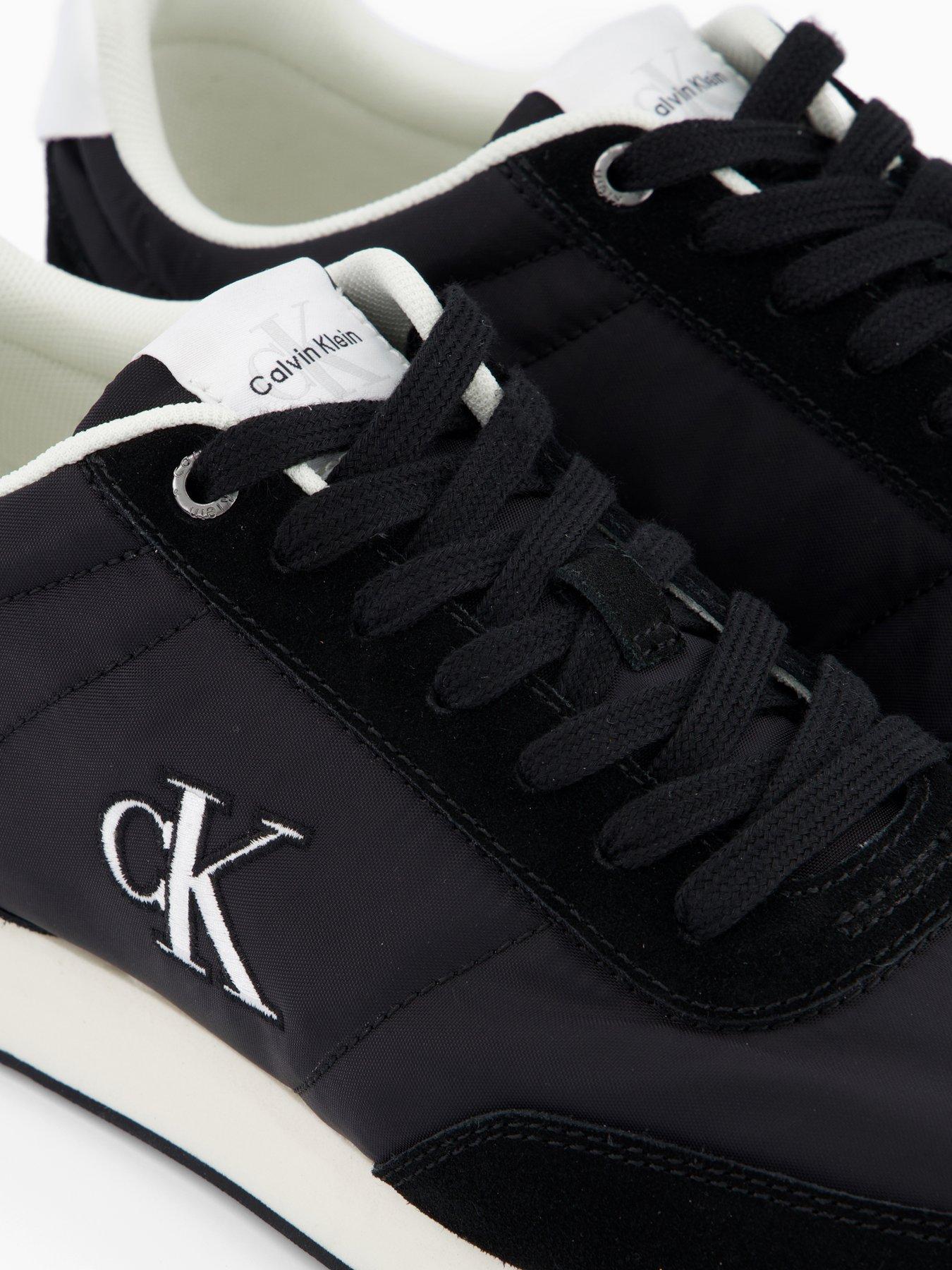 Image 5 of 7 of Calvin Klein Retro Runner Mix Mat Trainers - Black