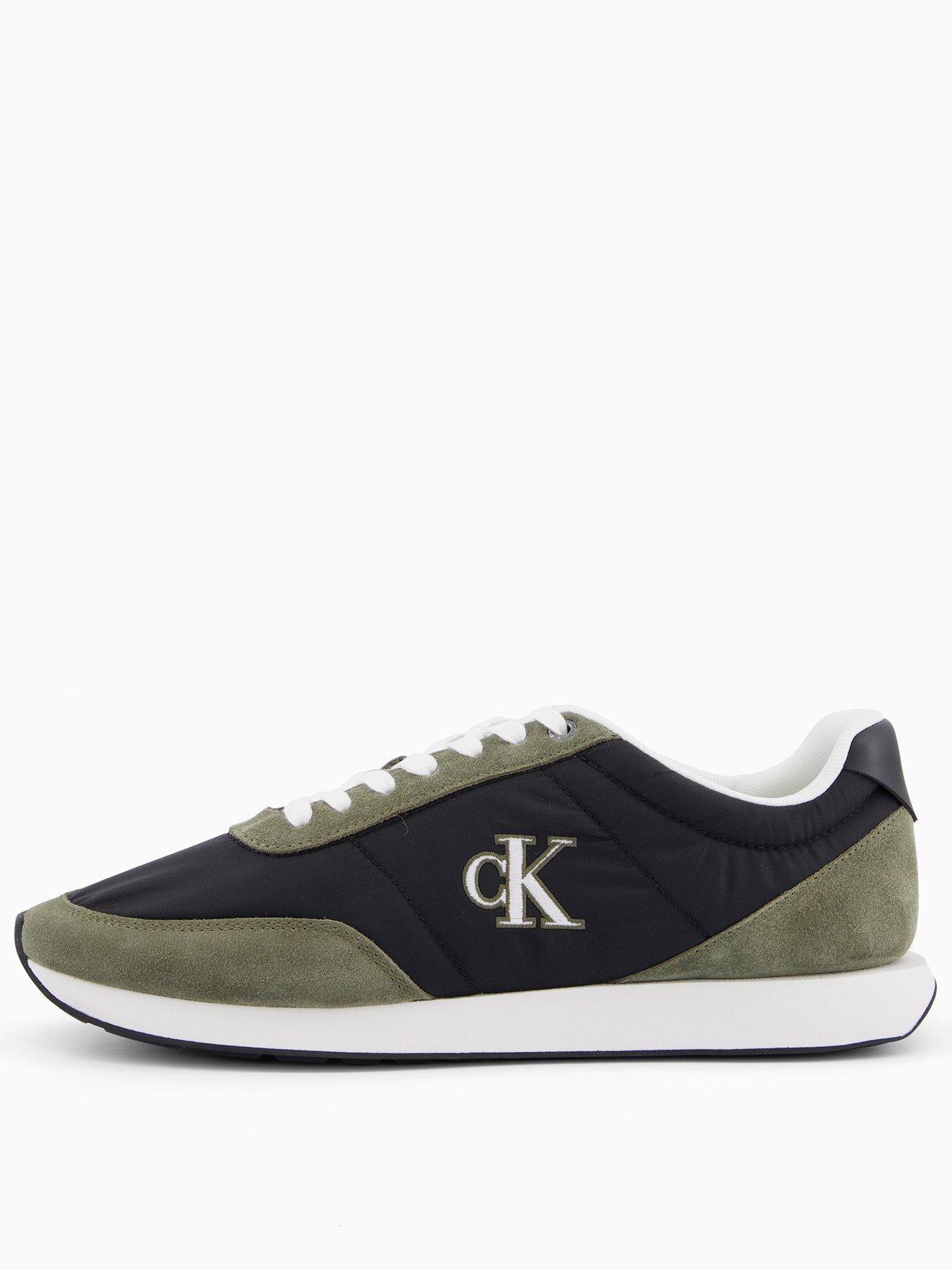 Calvin Klein Retro Runner Mix Mat Trainers - Green / Black