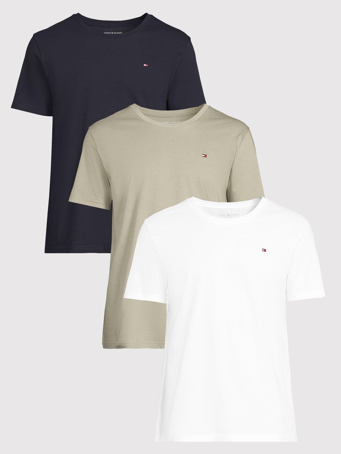 Image 1 of 6 of Tommy Hilfiger Left Chest Flag Logo 3 Pack Loungewear T-Shirt - Assorted