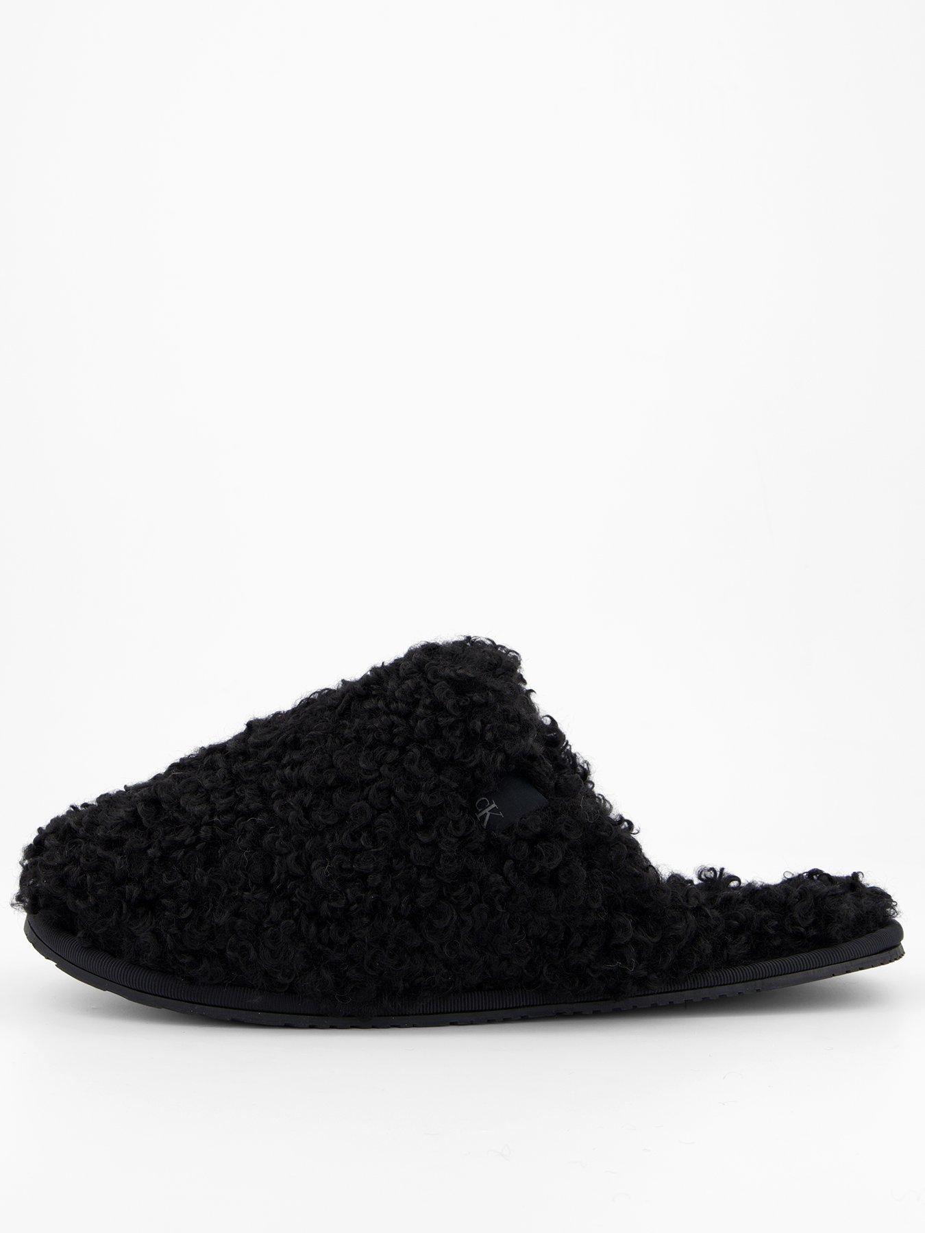 Calvin Klein Faux Fur Teddy Slipper - Black