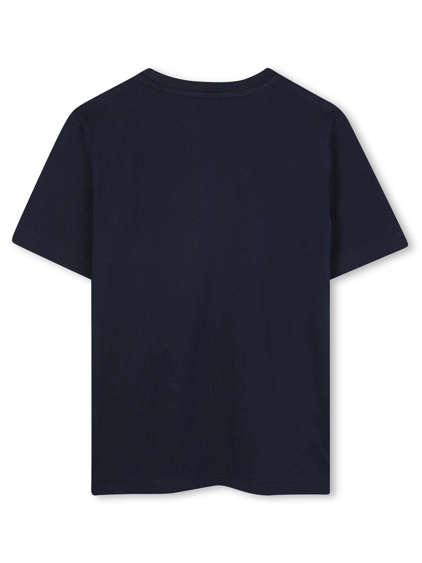 Image 2 of 3 of BOSS Boys Print Logo Short Sleeve T-Shirt - Navy