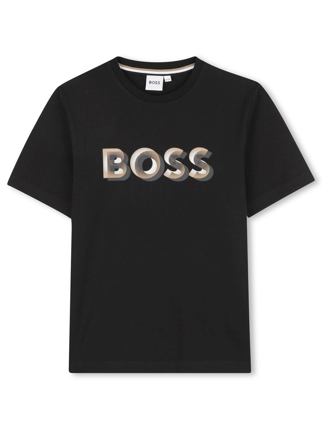 BOSS Boys Short Sleeve Logo T-Shirt, Black, Size 8 Years