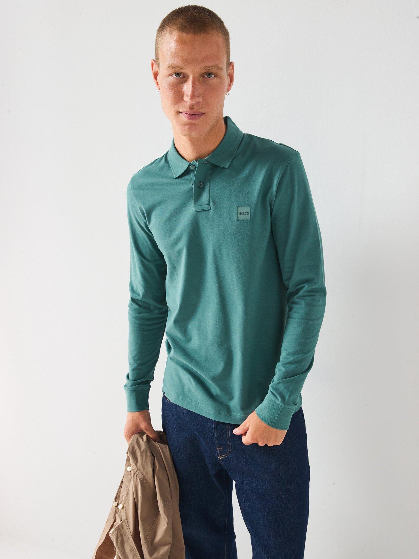 undefined Boss Passerby Long Sleeve Slim Fit Polo Shirt - Green
