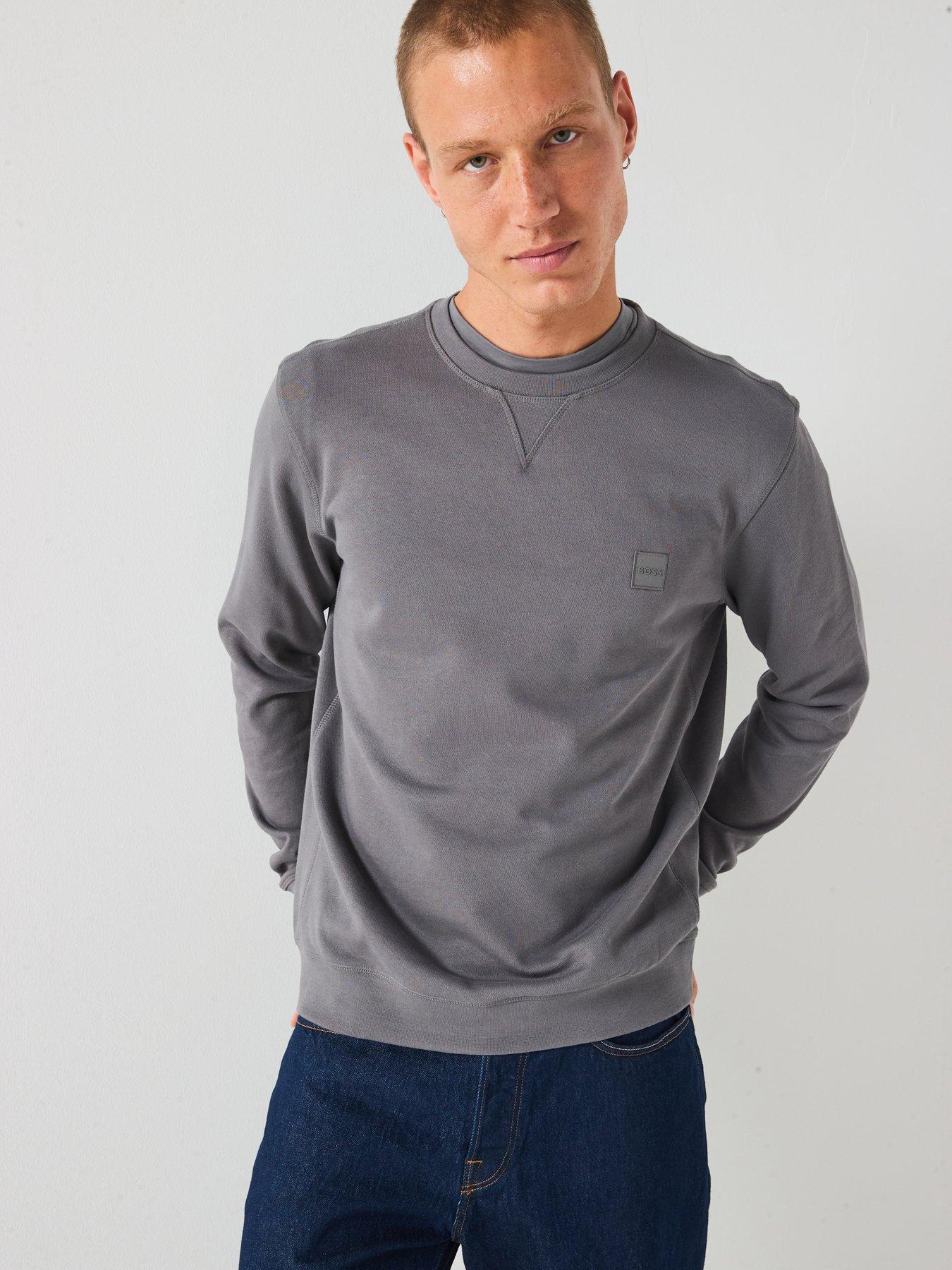undefined Boss Westart Regular Fit Crew Sweat - Light Grey