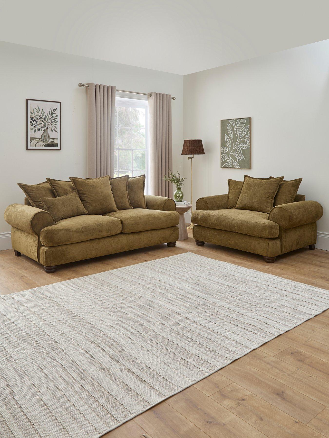 Image 1 of 6 of Very Home Amersham 3 Seater Fabric Sofa + Love Chair&nbsp;- Made to Order in the UK