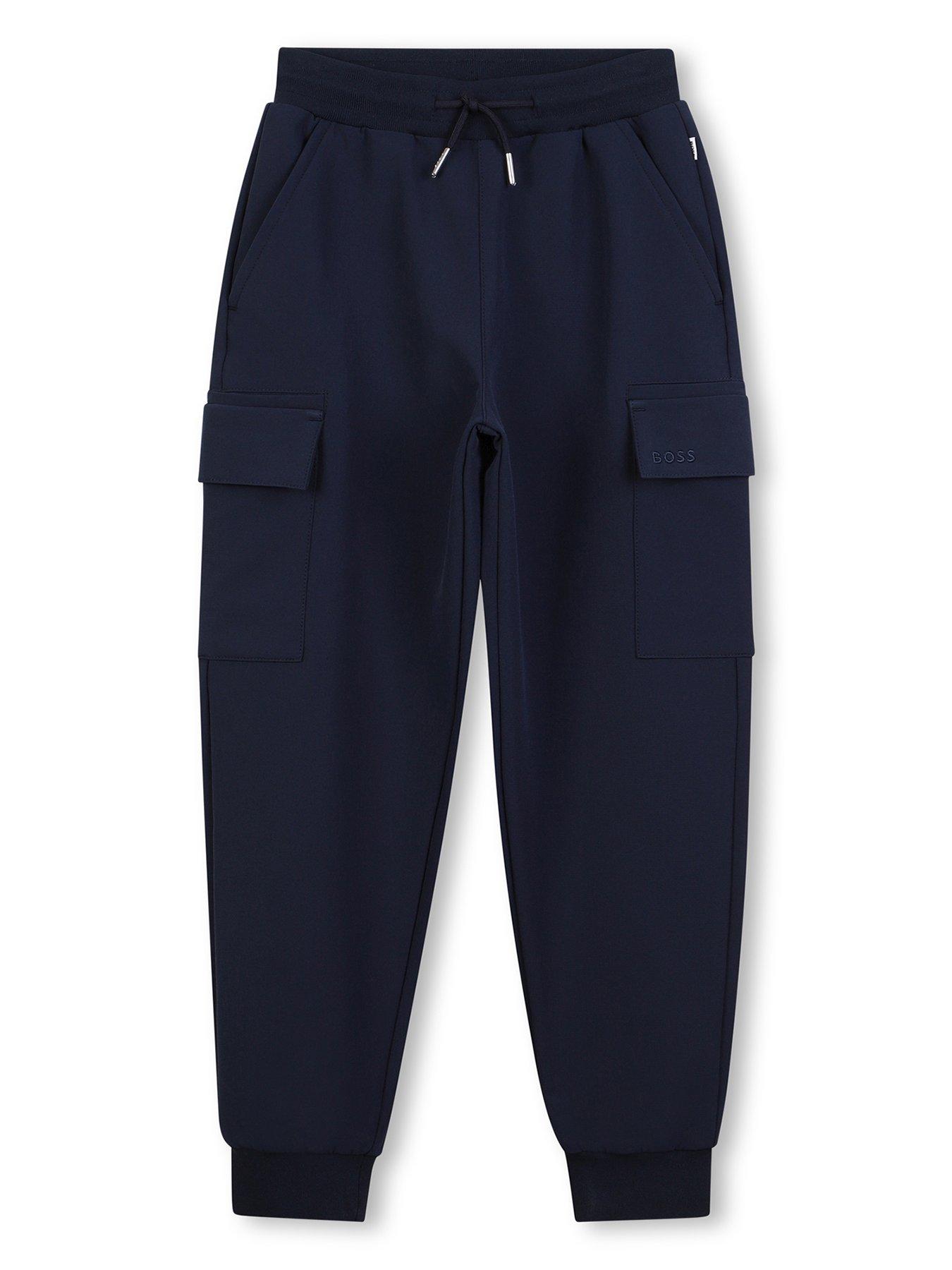 BOSS Boys Cargo Jogging Bottoms, Navy, Size 14 Years