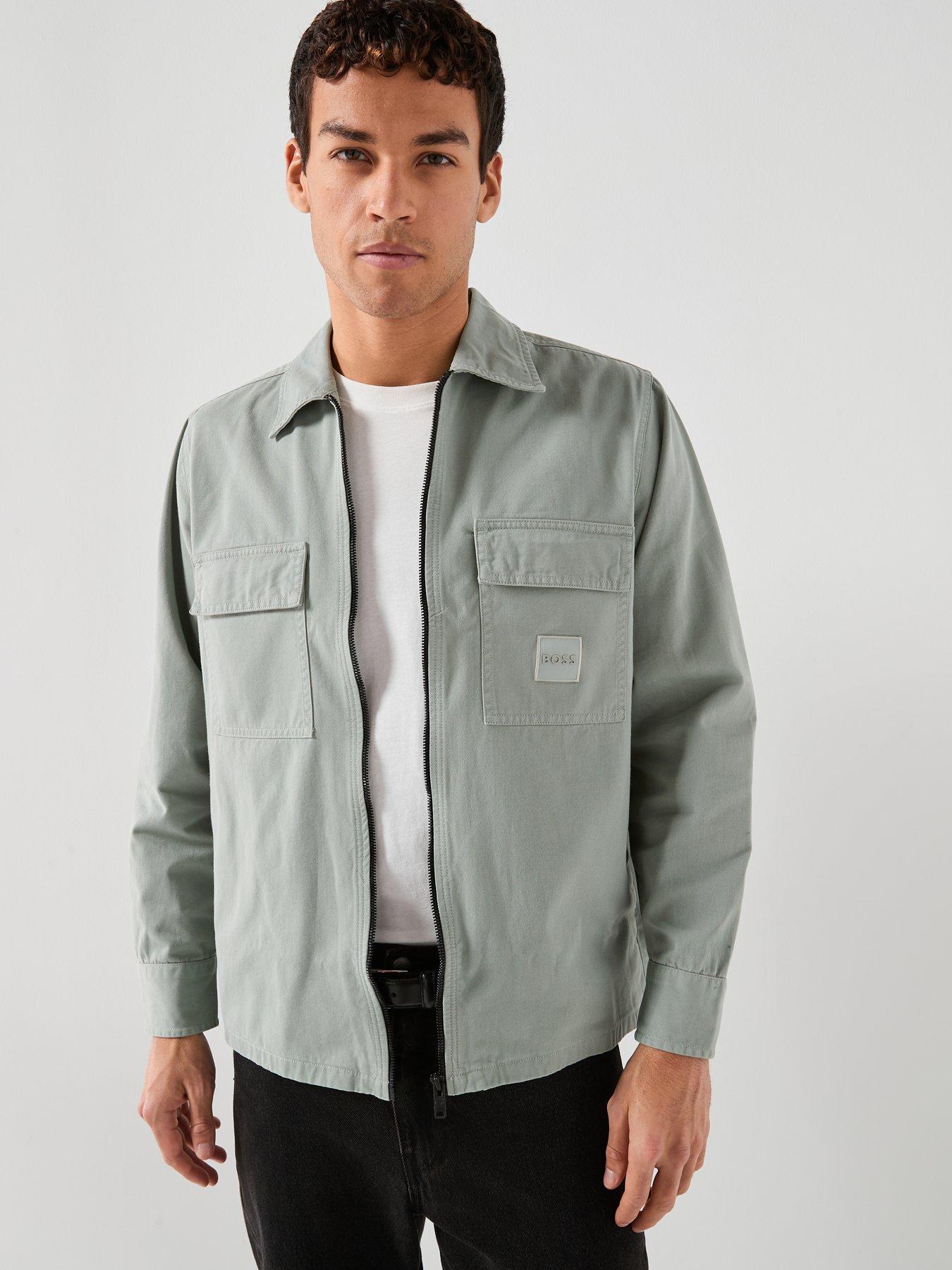 BOSS Oversize Fit Zip Overshirt - Light Green