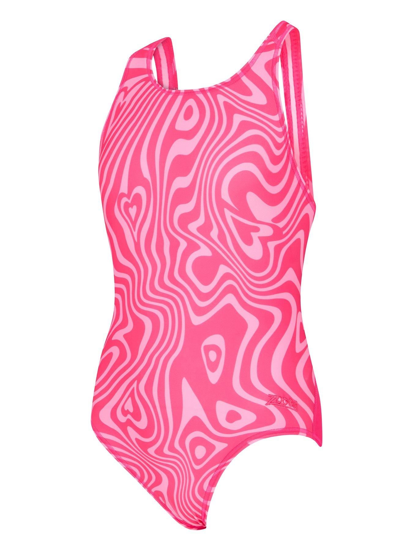 undefined Junior Girl's Fever heart Flyback Swimsuit - Pink