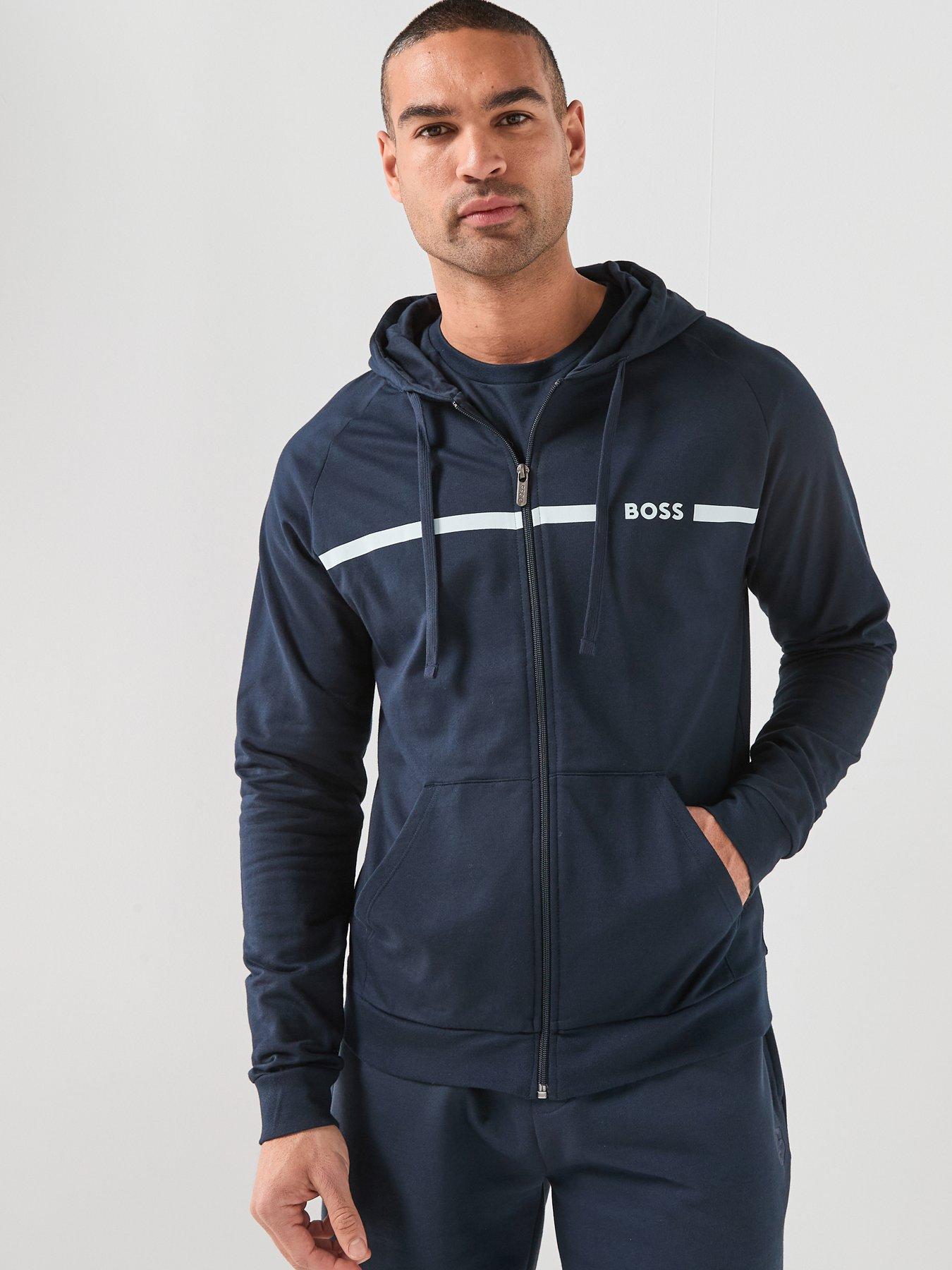 BOSS Bodywear Authentic Zip Hoodie, Navy, Size S, Men