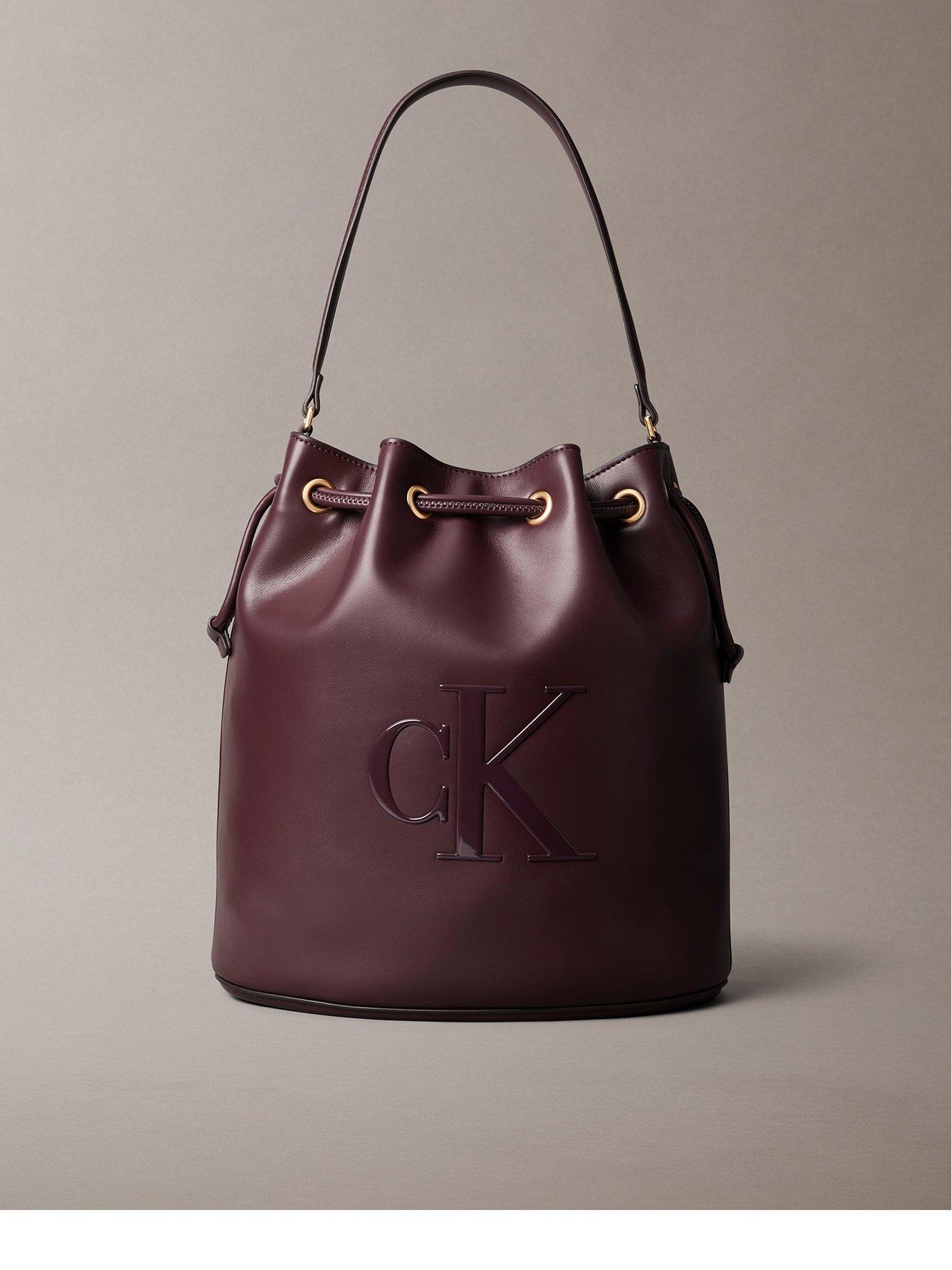 Calvin Klein Raised CK Logo Large Bucket Bag - Brown