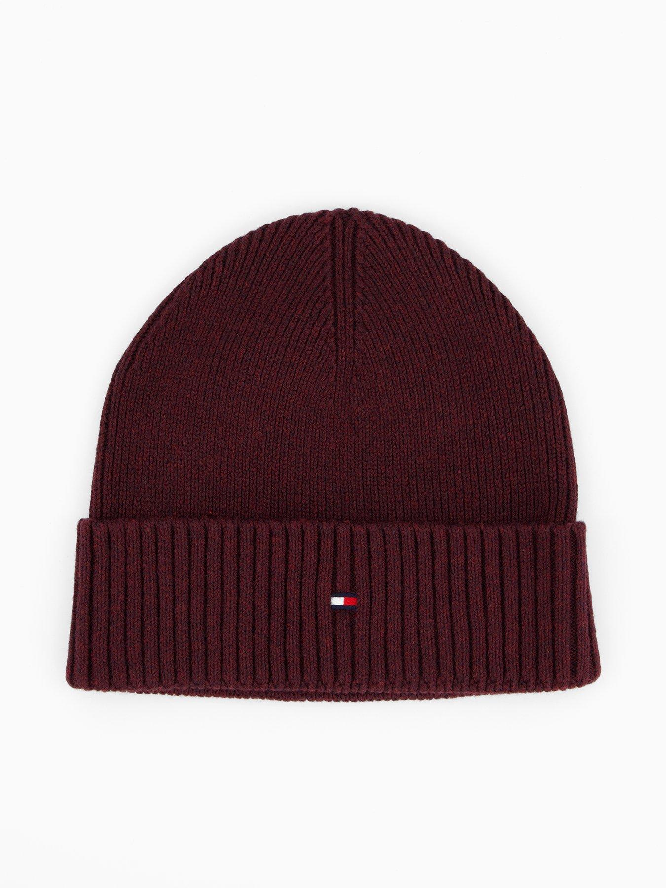 Tommy Hilfiger Pima Cotton Flag Beanie Hat - Dark Red