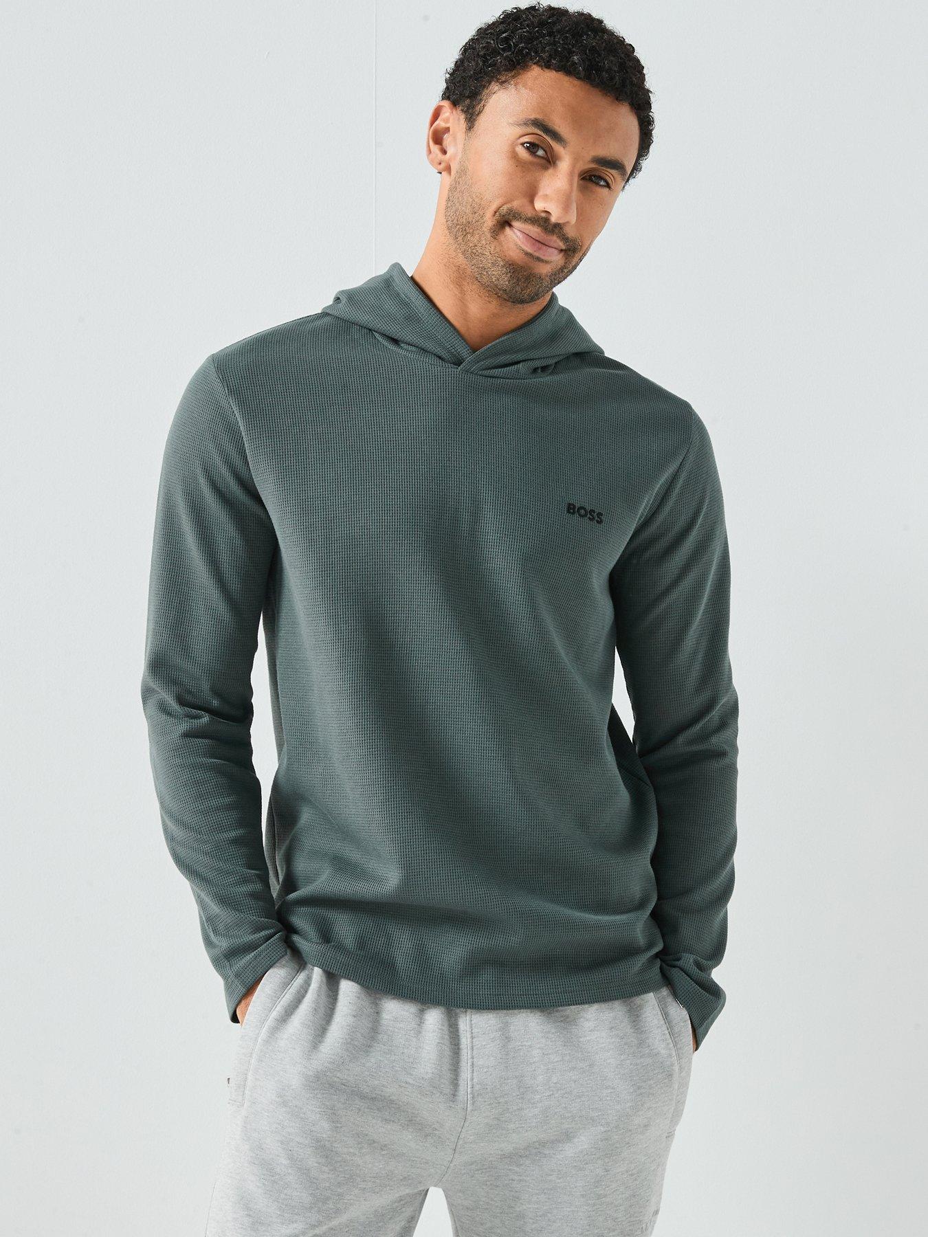 BOSS Loungewear Waffle Overhead Hoodie - Green