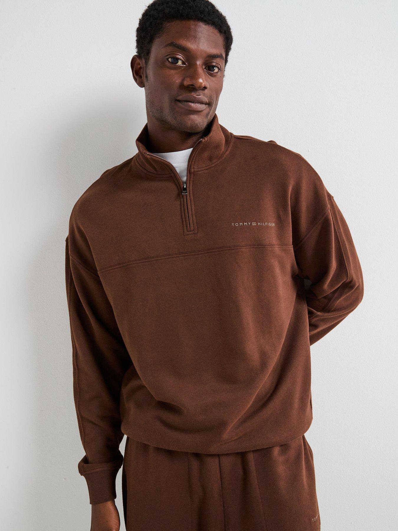 Image 1 of 5 of Tommy Hilfiger Loungewear Original Quarter Zip Sweat - Brown