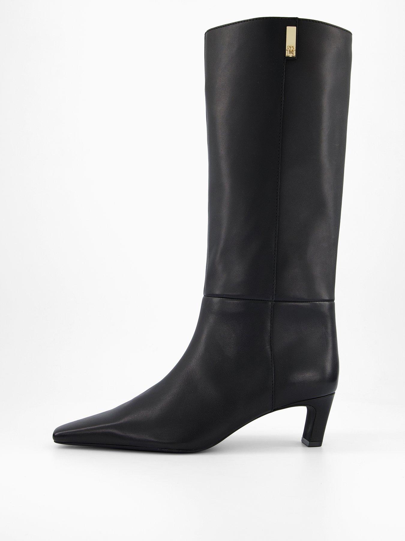 Tommy Hilfiger Kitten Heel Long Boot - Black
