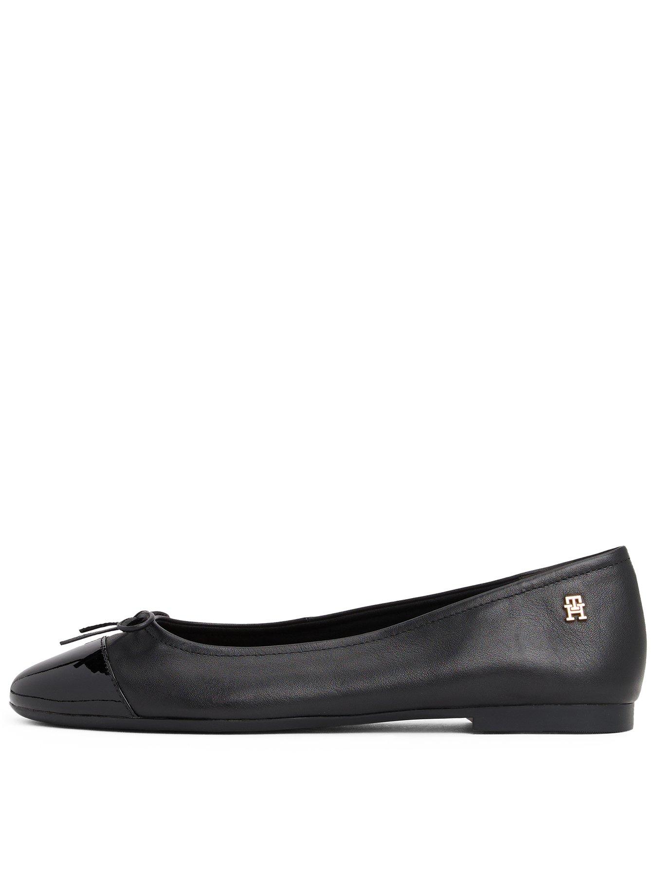 undefined Patent Toe-cap Leather Ballerina Shoe - Black