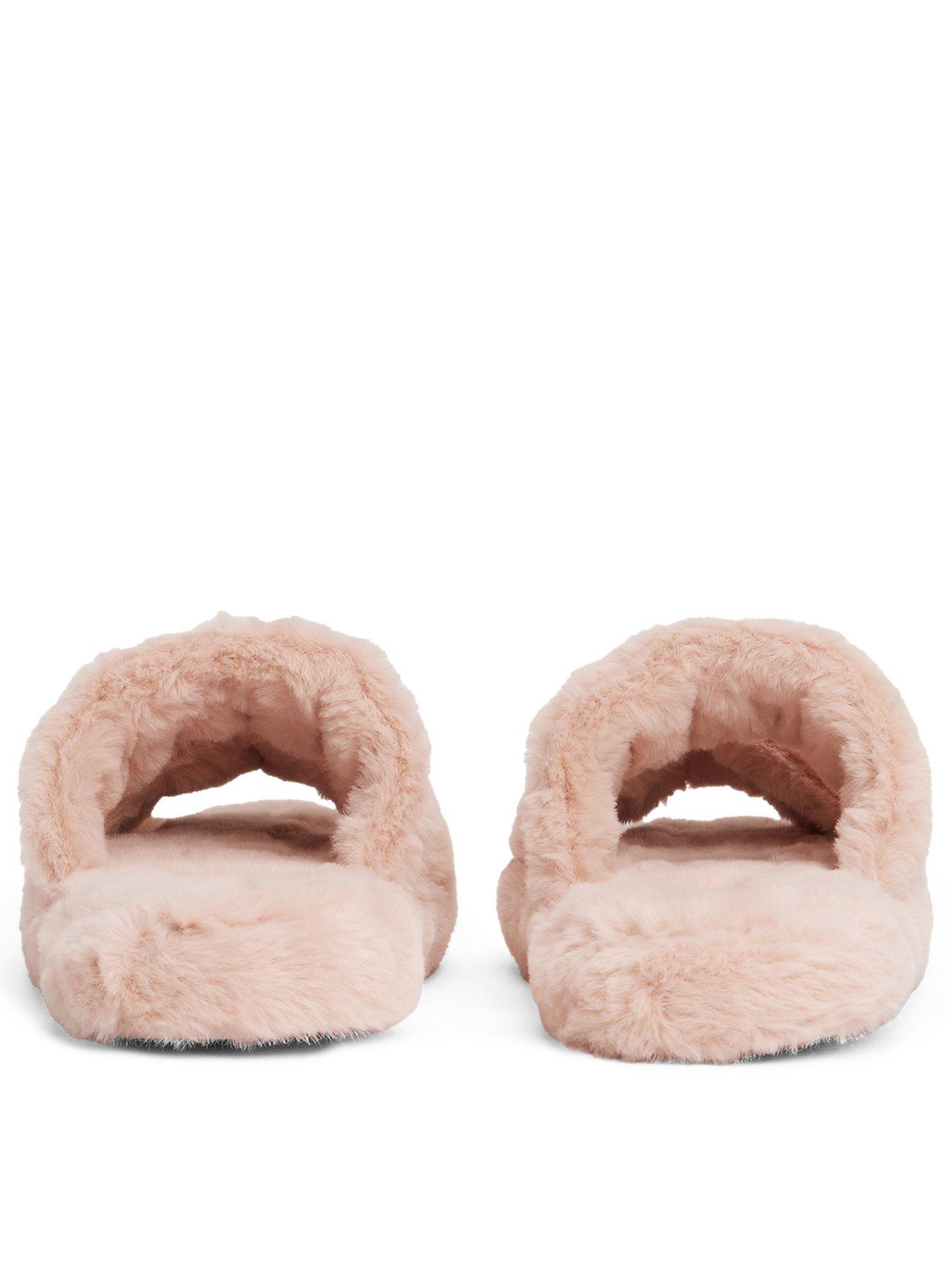 Image 3 of 4 of Tommy Hilfiger Logo Fur Slippers - Pink