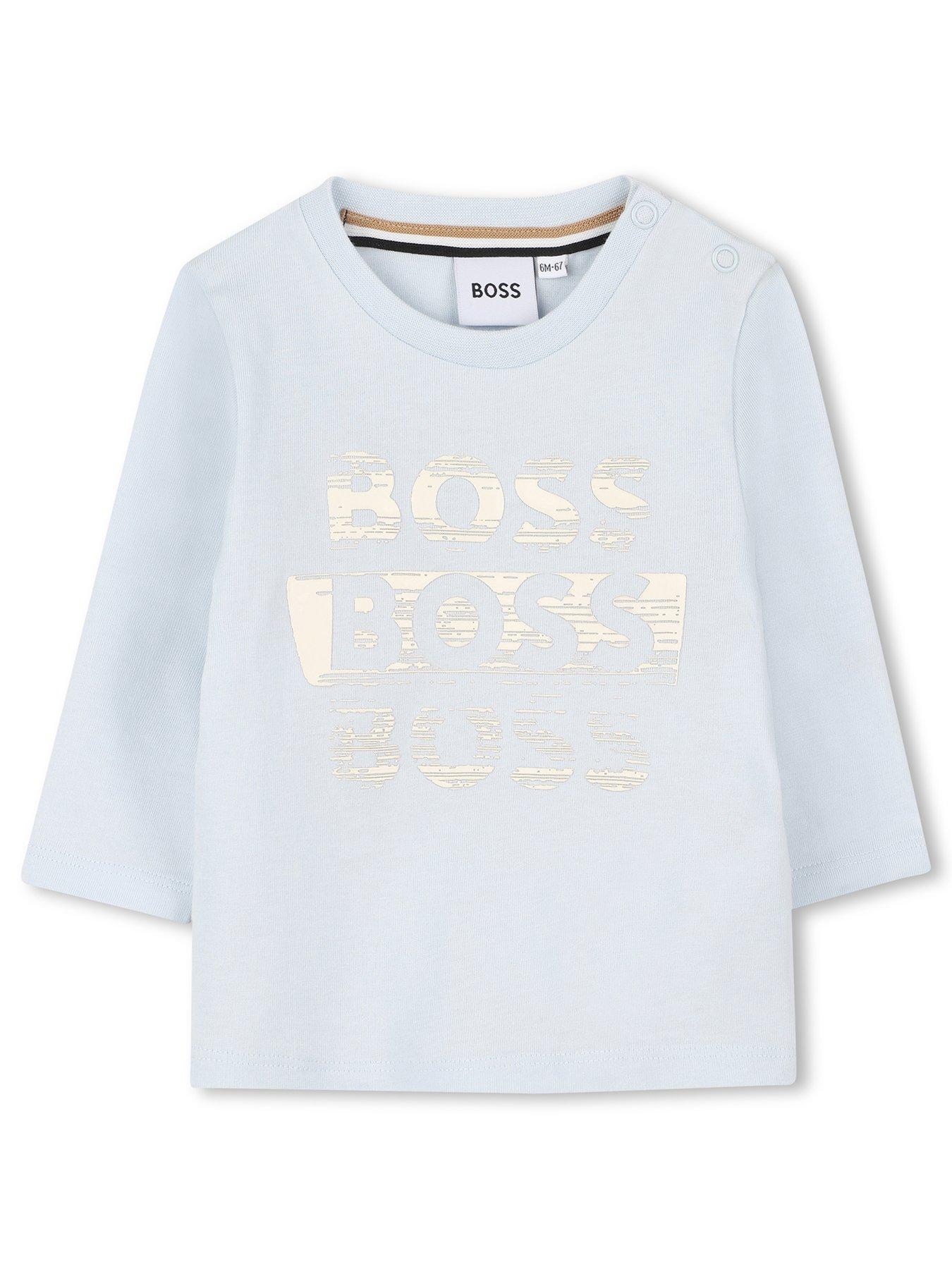 BOSS Baby Boys Multi Logo Long Sleeve T-Shirt - Light Blue