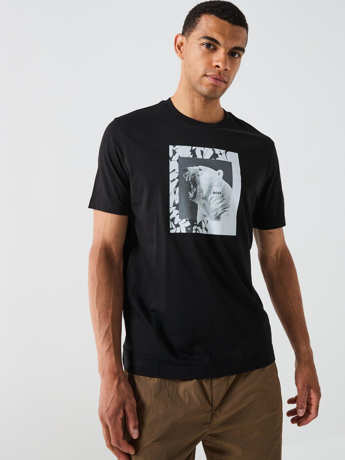 Image 5 of 5 of BOSS Te_Lupo Animal Print T-Shirt - Black