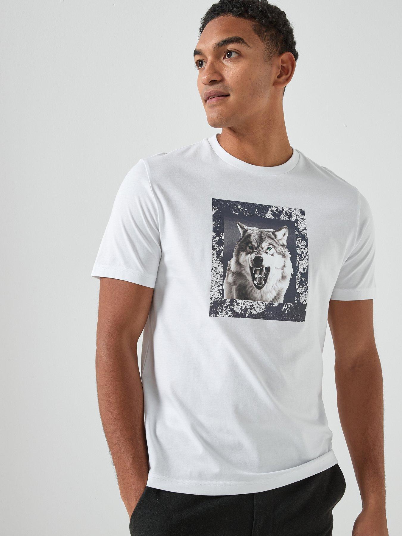 BOSS Te_Lupo Animal Print T-Shirt - White