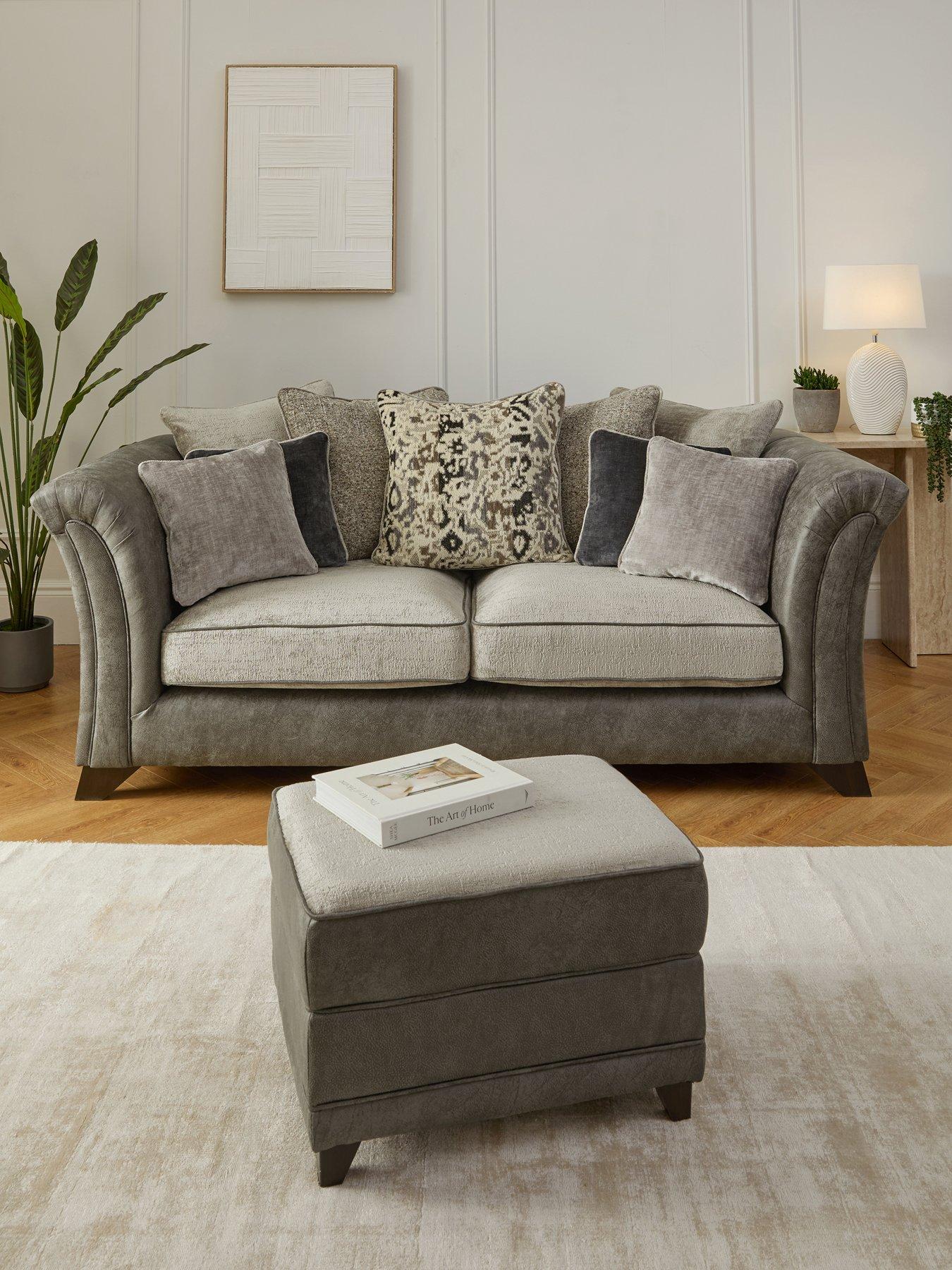 undefined Regent Scatter 3 Seater Sofa + Footstool - Made to Order in the UK