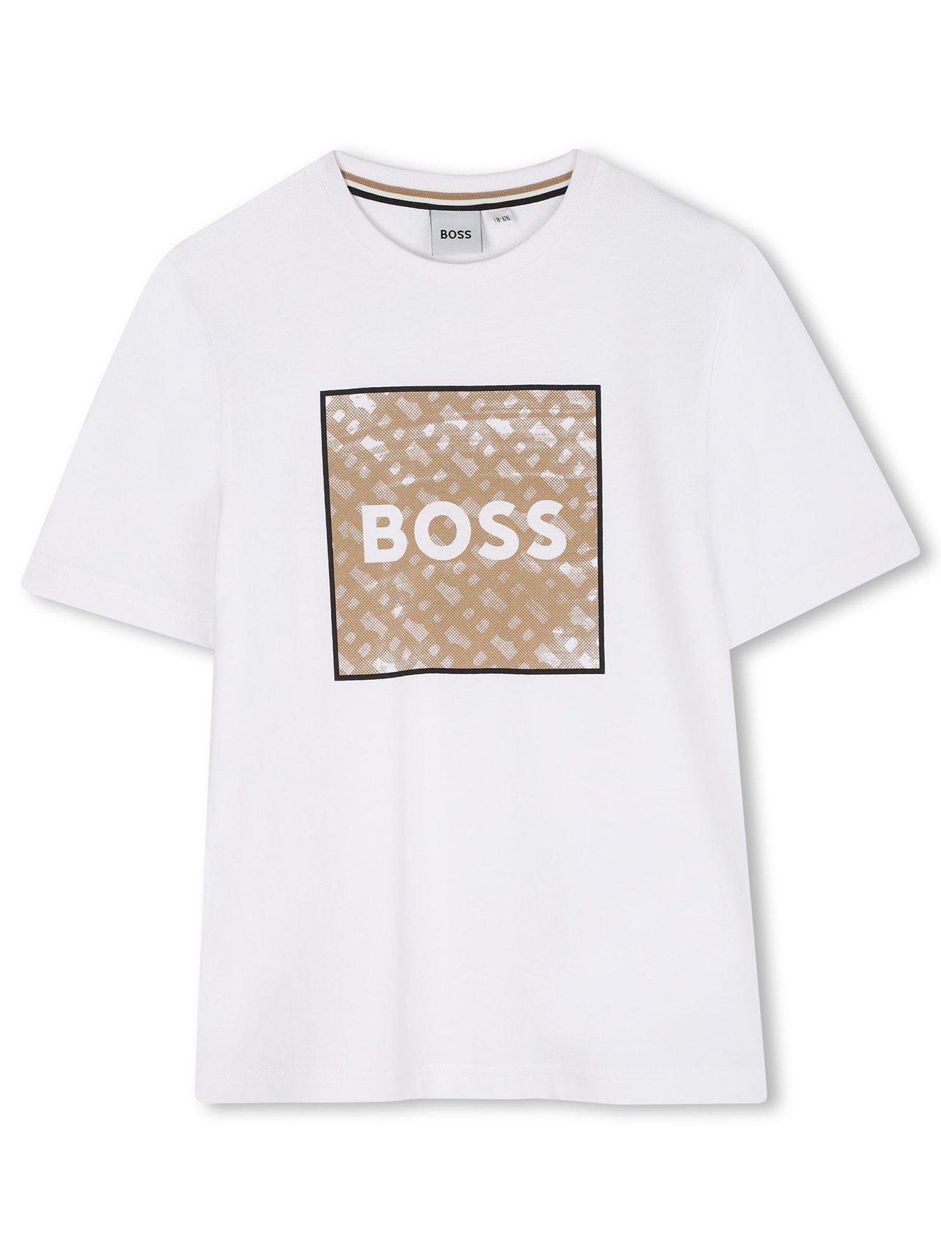 BOSS Boys Square Logo Short Sleeve T-Shirt - White