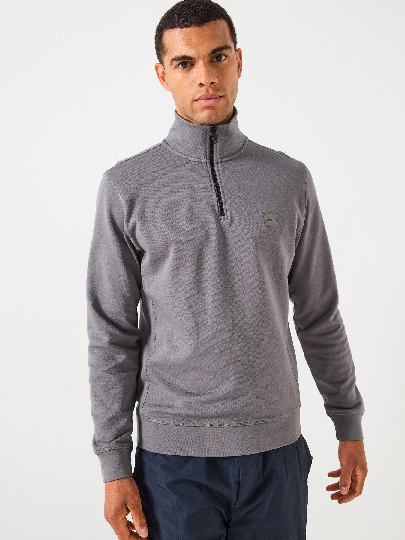 BOSS Zetrust 1/4 Zip Sweat - Light Grey