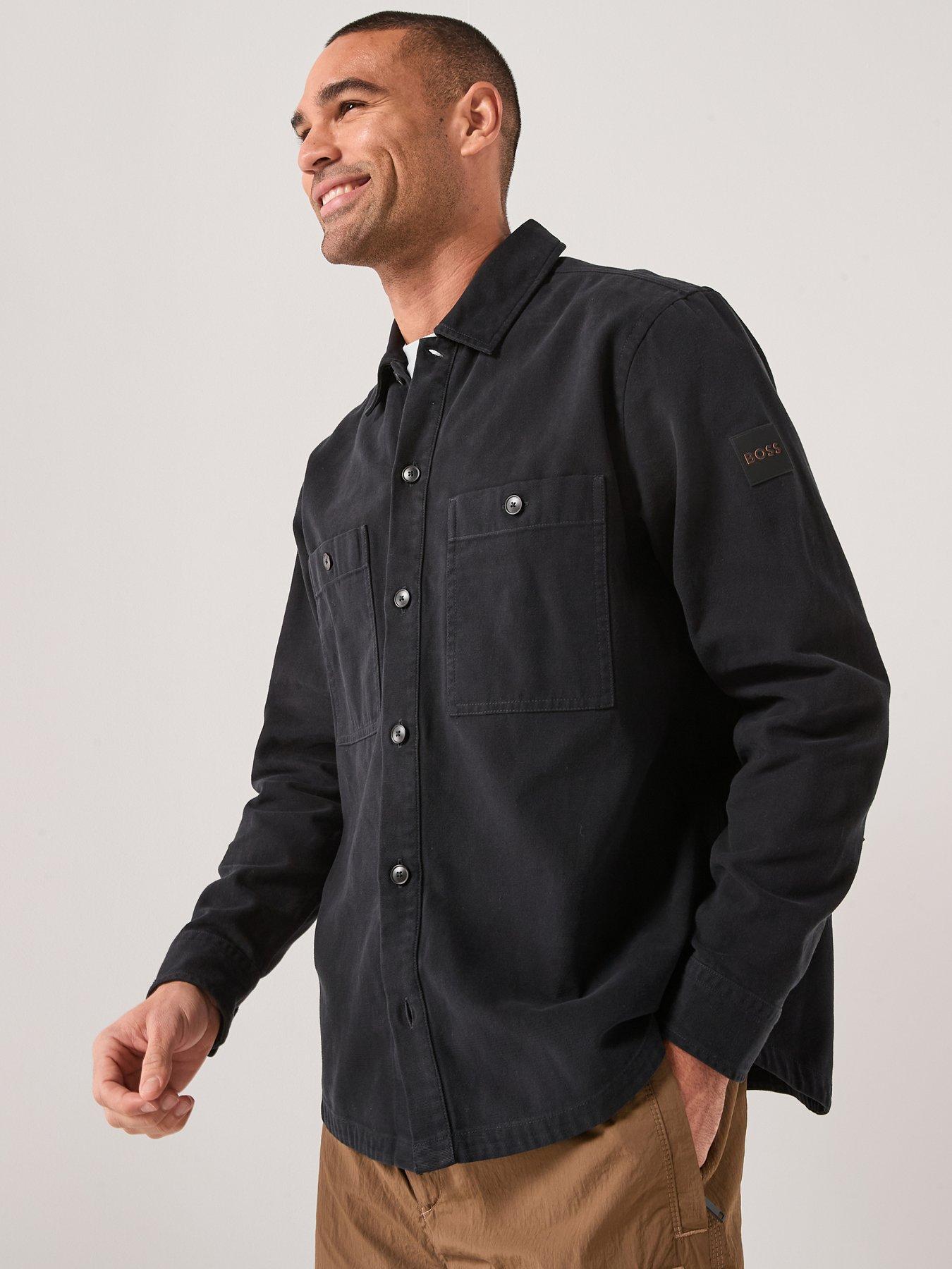 BOSS Oversize Fit Garment Dye Overshirt - Black